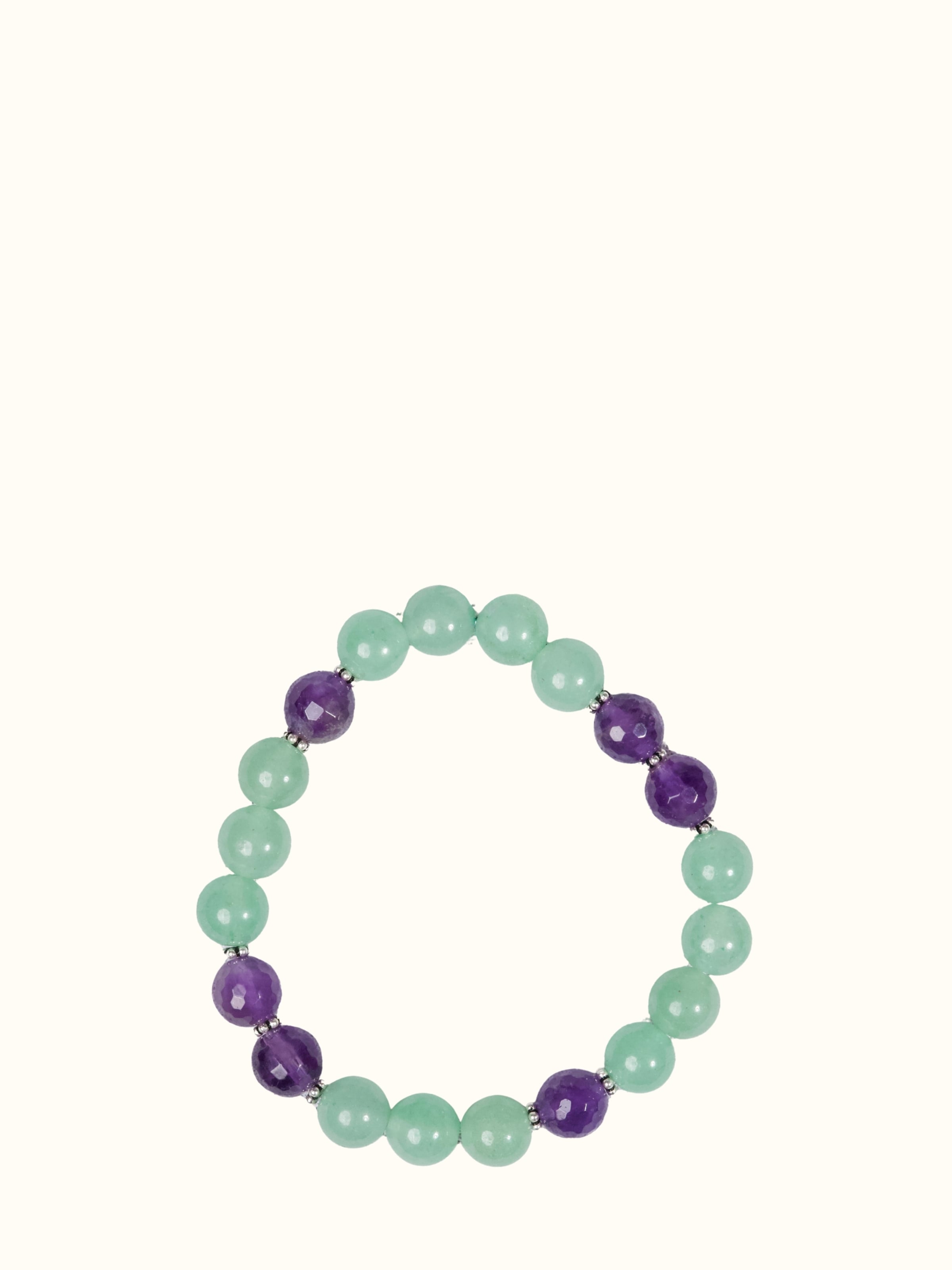 Gemstone Green Aventurine & Amethyst Silver Bracelet