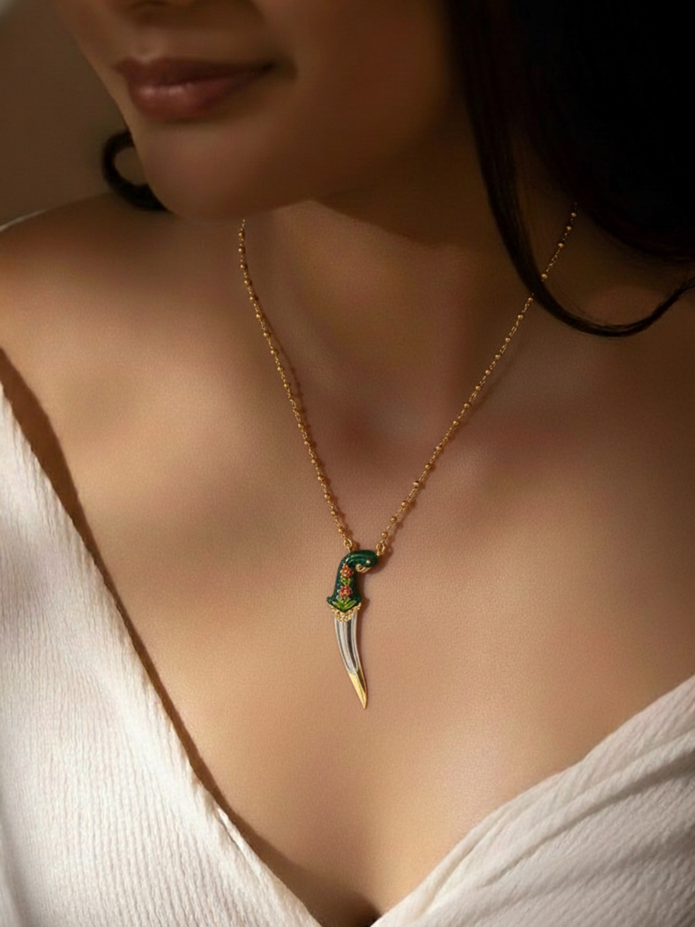 Lifestyle view of Meenakari Silver Pendant & Chain