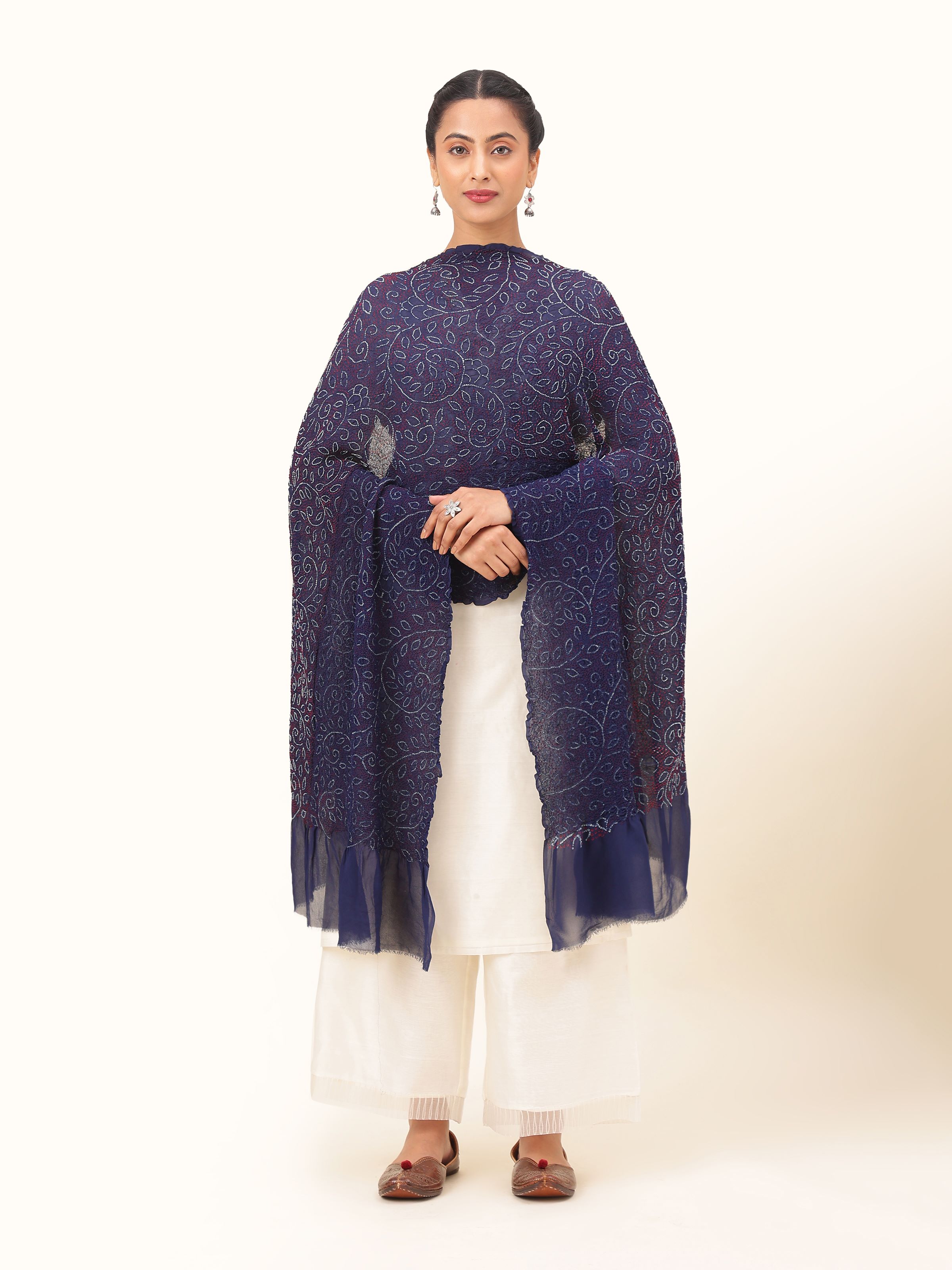 Indigo Georgette Bandhani Tie & Dye Dupatta