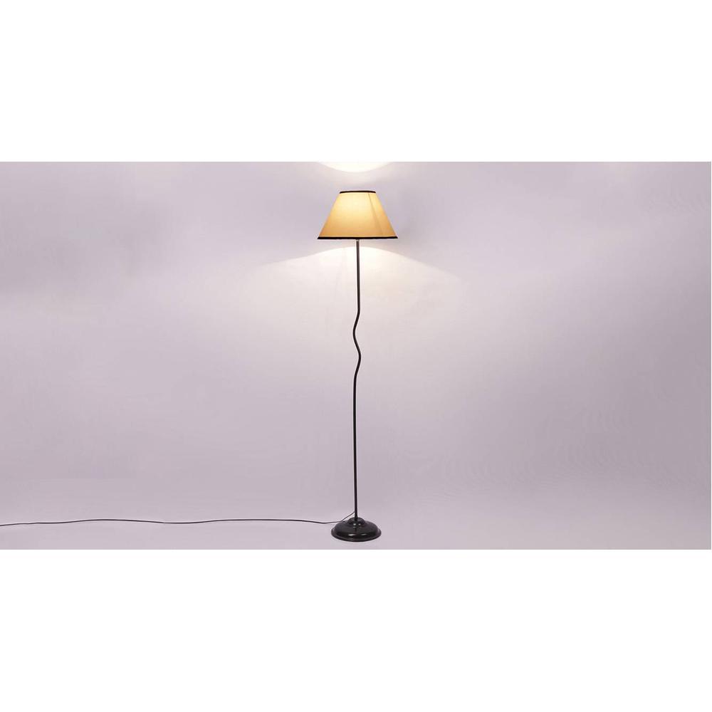 Rowan White & Black Cotton Shade With Iron Floor Lamp