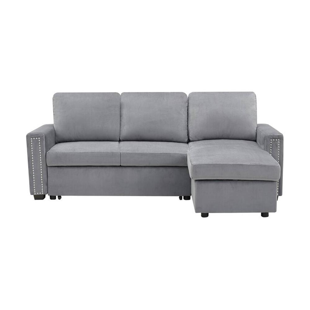 Solace Solid Wood Sofa cum Bed in grey