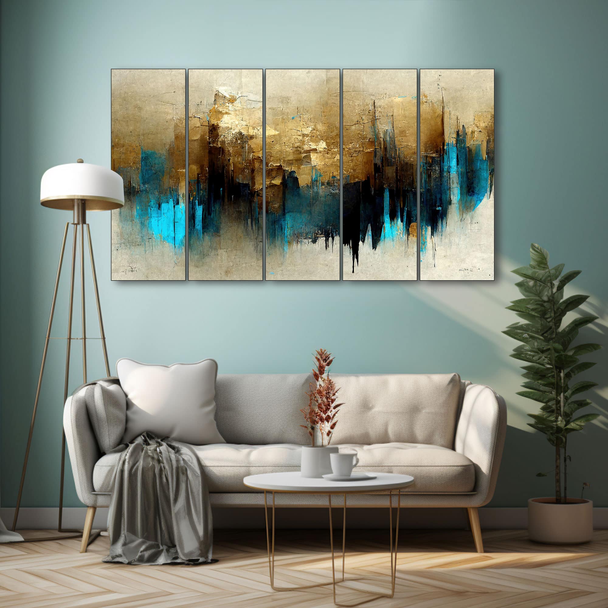 The Castle Decor Abstract Art Wall Painting Wooden Framed Digital Painting 27x48 Inch (Style 14) - The Castle Decor