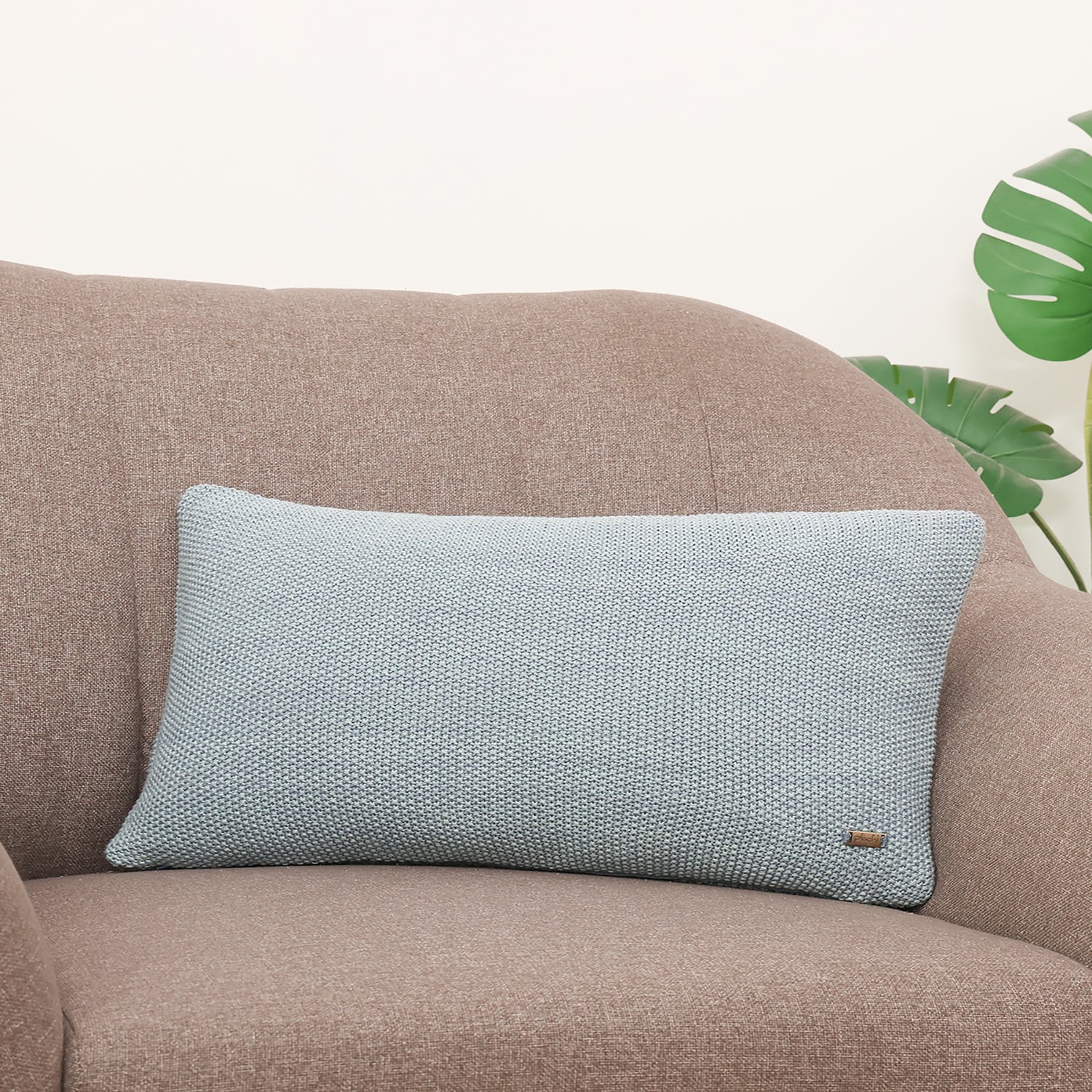 Violette Smoke Blue  And Dull Blue Cushion Cover 12X20 Inches - Pluchi
