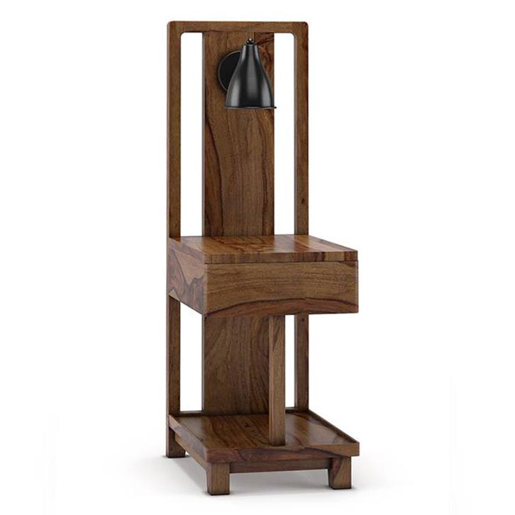 Barrow Solid Wood Bedside Table in Teak Finish