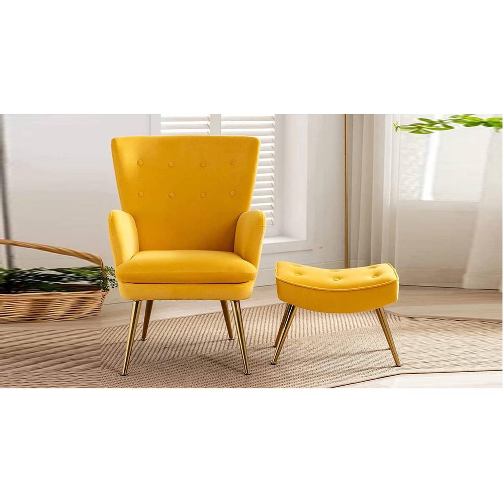 WilAccent Accent Chair With Ottoman Yellow
