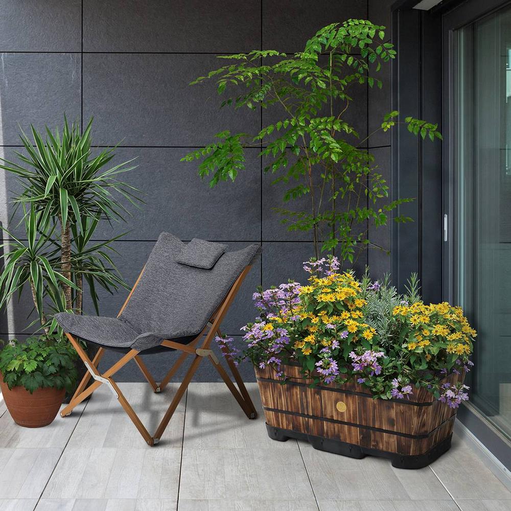VegTrug Wooden Trough Planter 90cm Burnt Oak - Takasho