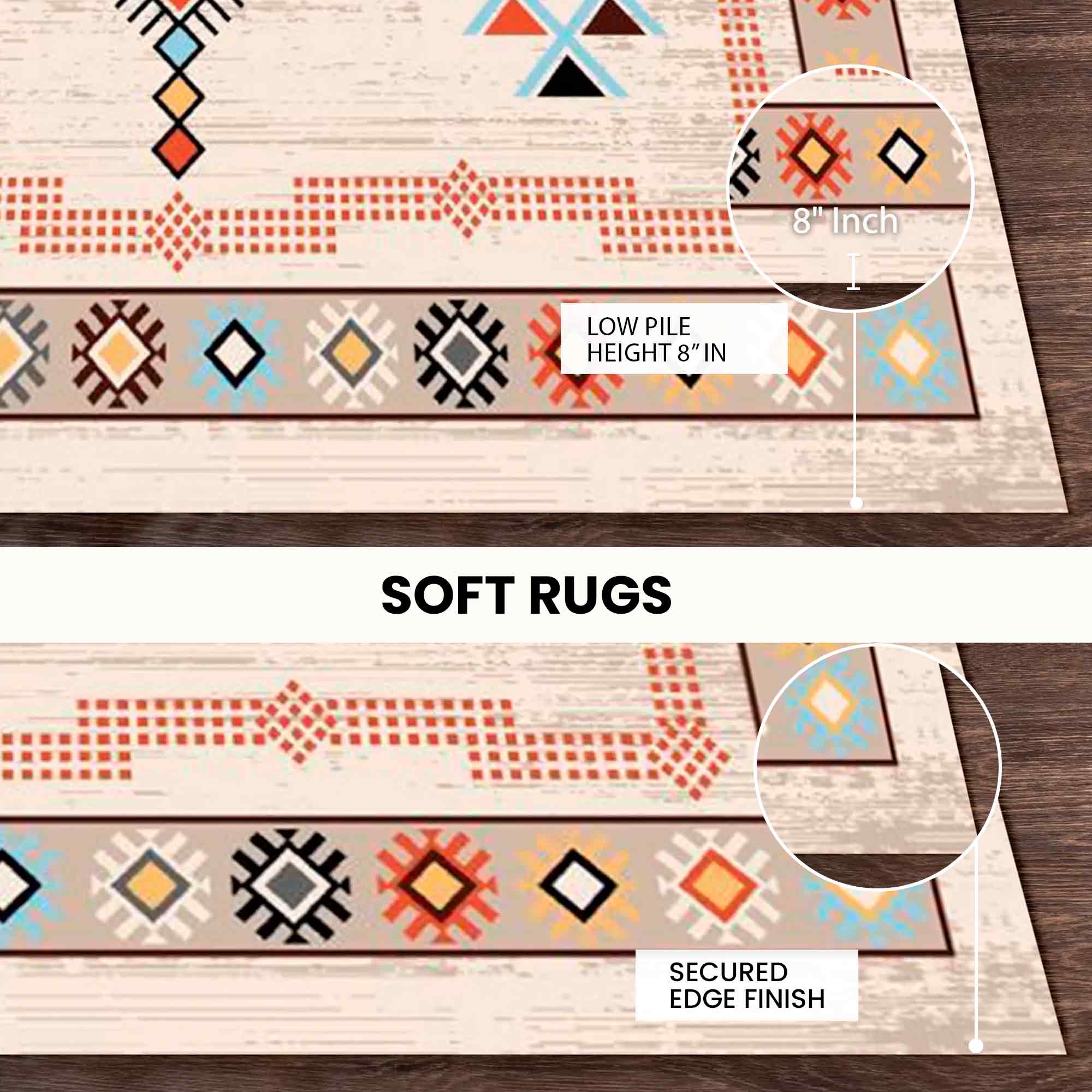 Earth-Tone Floral Cotton Rug 5x8