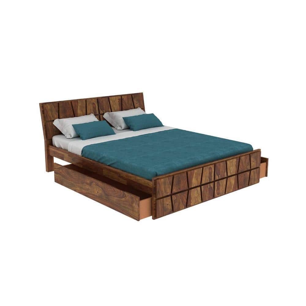 Hainan Platform Storage Queen Bed In Brown Finish