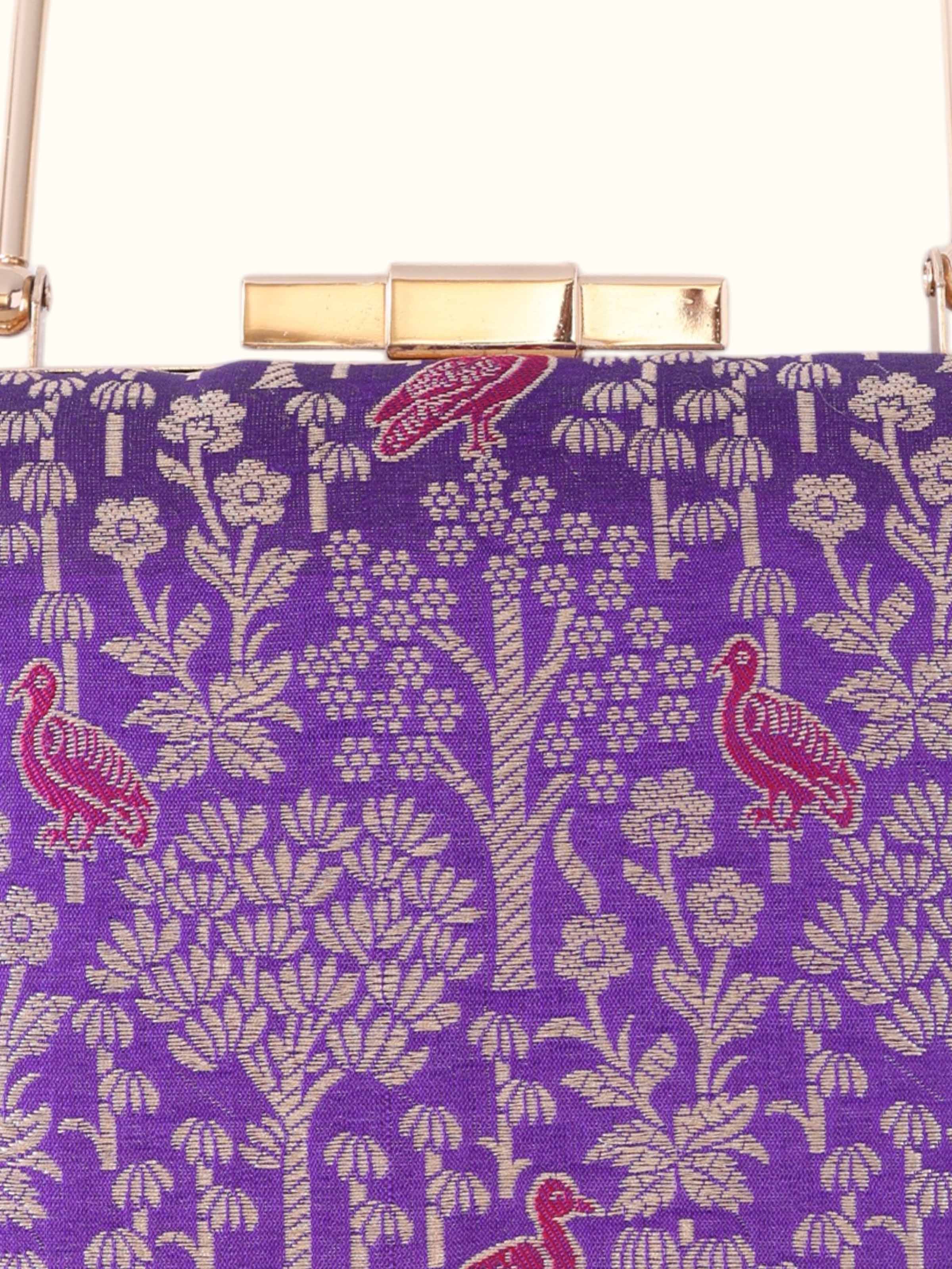 Purple Banarasi Silk Handbag