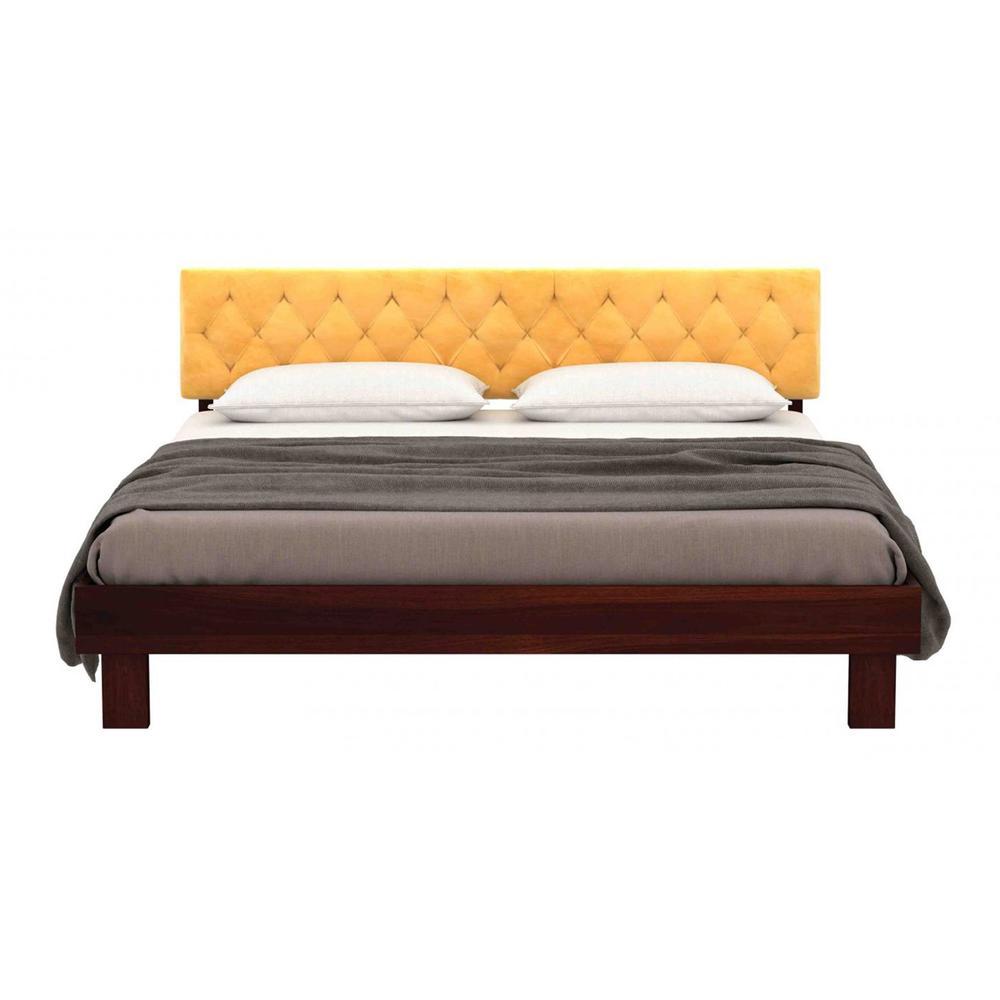 Davis Solid Wood Queen Size Non Storage Bed In Walnut Finish
