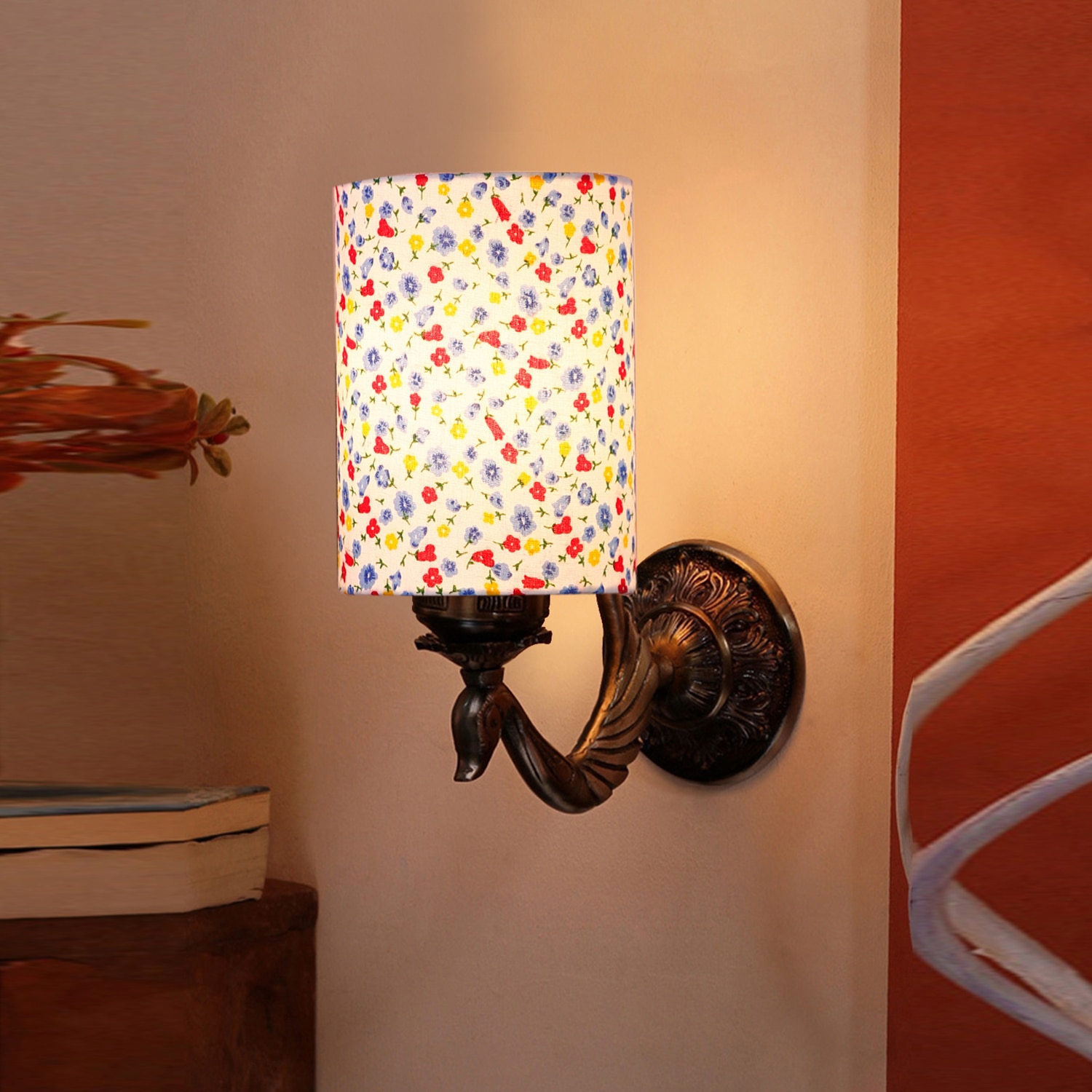 Devansh Metal Electric Wall Light in Antique Gold Colour with Multi Shade Count of 1 Light - Devansh