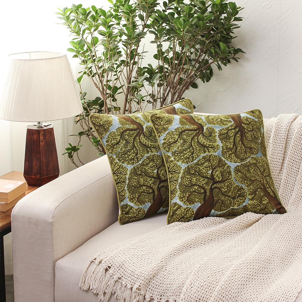 The Grand Tembusu Set Of 2 Cushion Covers With Green Colour