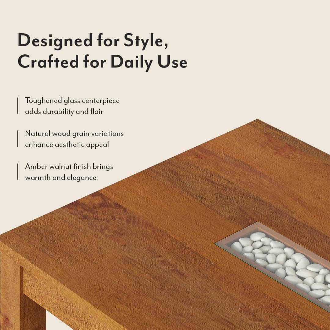 Brighton XL 6 Seater Dining Table In Amber Walnut Finish