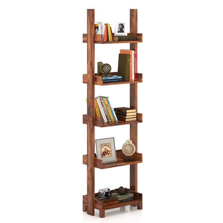 Austen Solid Wood Bookshelf in Teak Finish