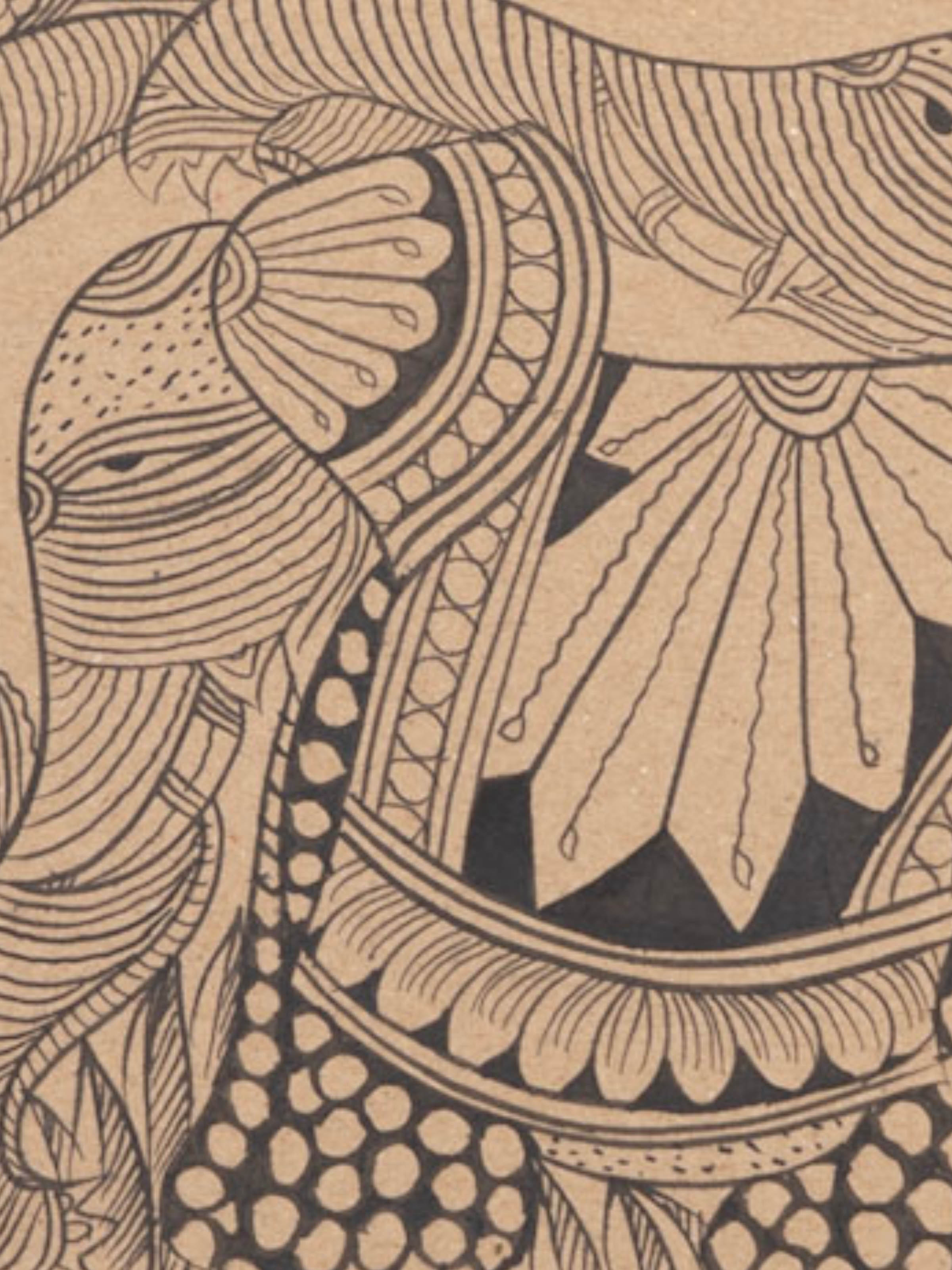 Detail shot of Kalighat Patachitra Jungle Painting