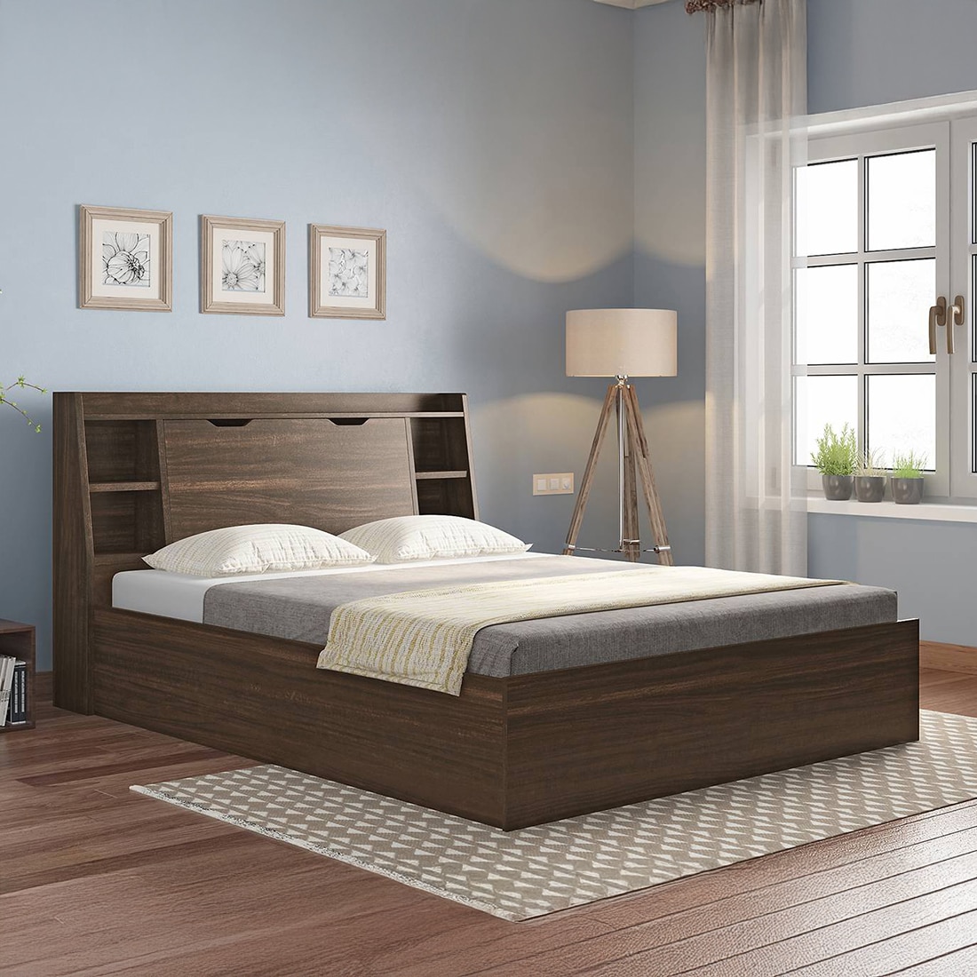 Scott Storage Bed Bed Size king Storage Type box Finish californian walnut - Urban Ladder