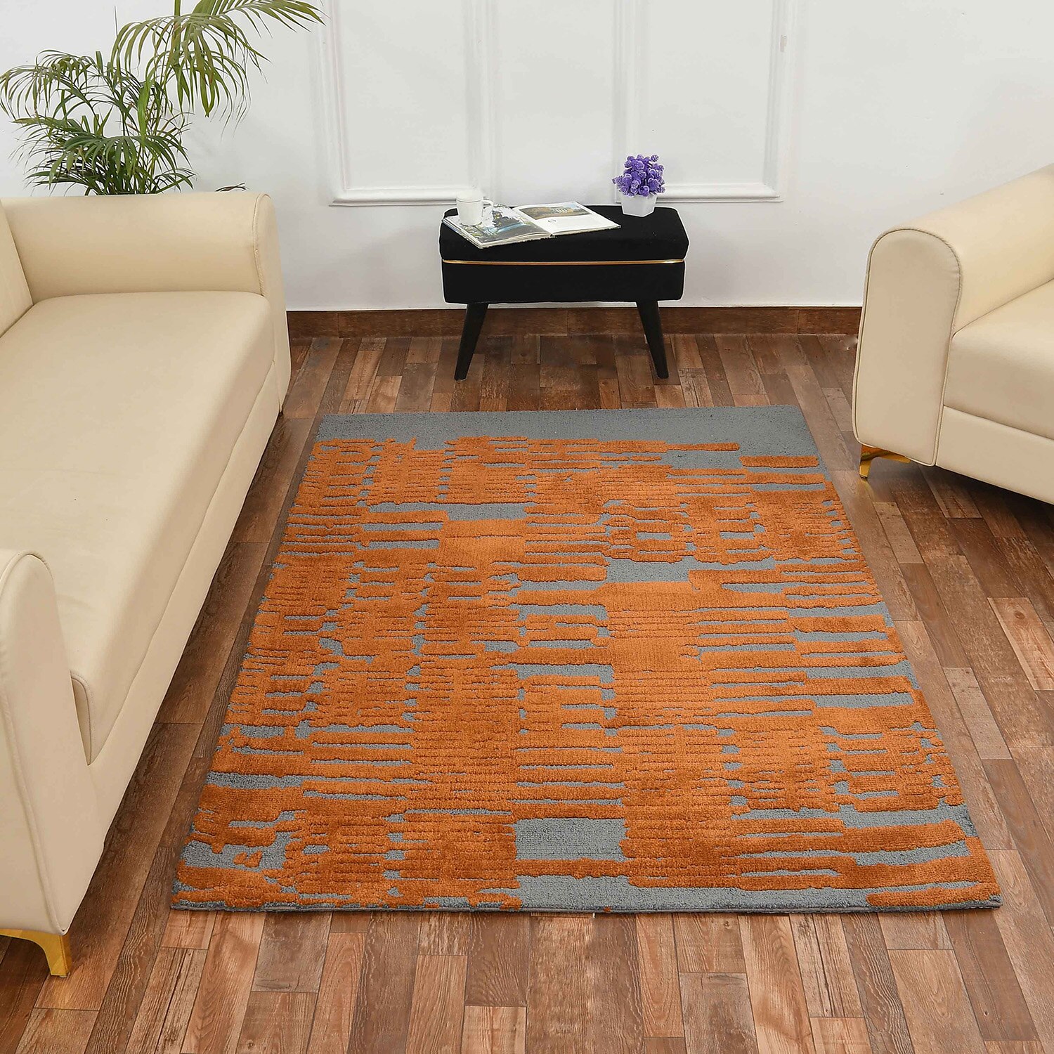 Multicolor Abstract Machine Made Polyester 6 X 9 Feet Carpet - Presto