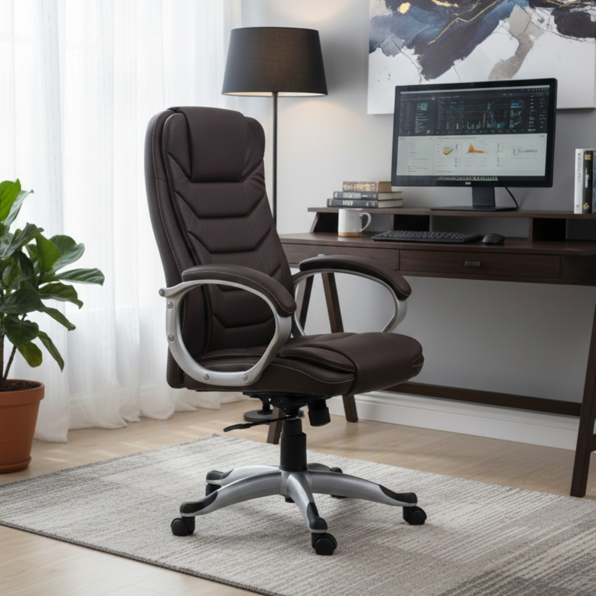 Smart Executive Chair In Brown Colour - Adiko Systems