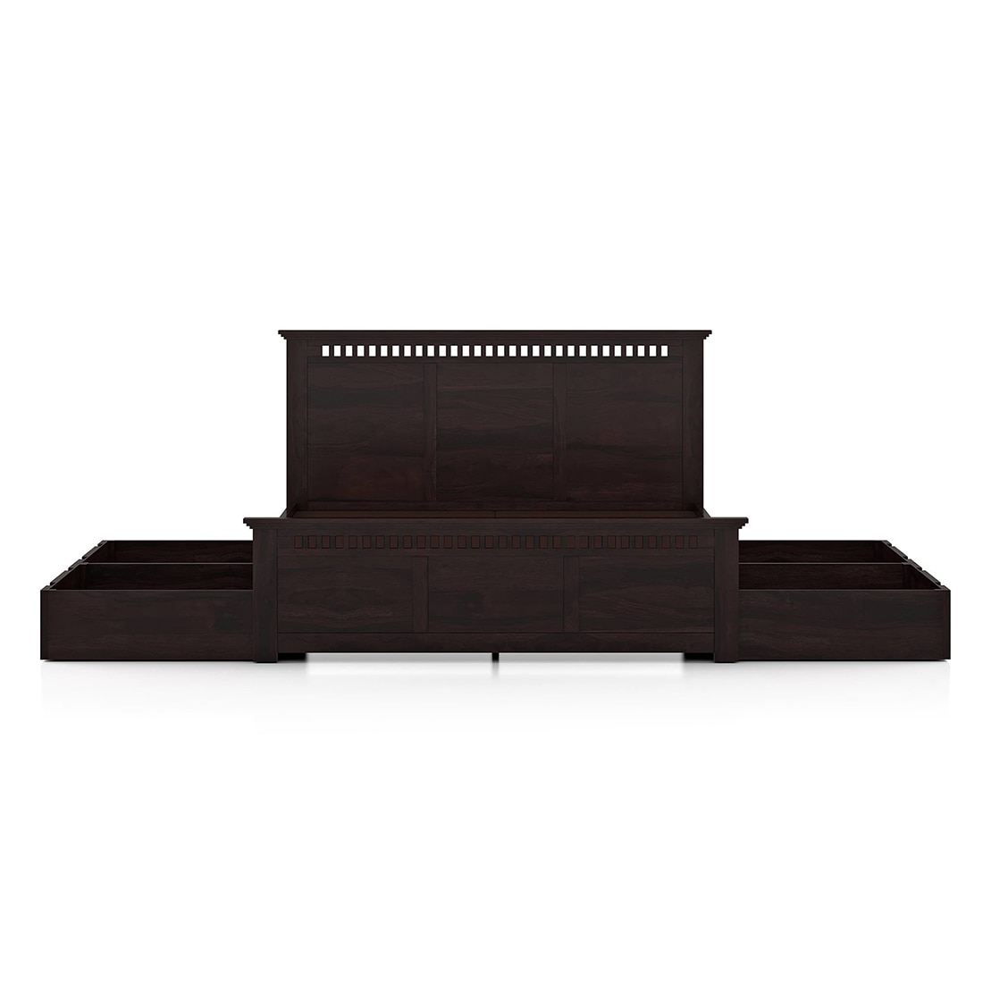 Fidora Solid Wood Queen Size Drawer Storage Bed In Mahogany Finish