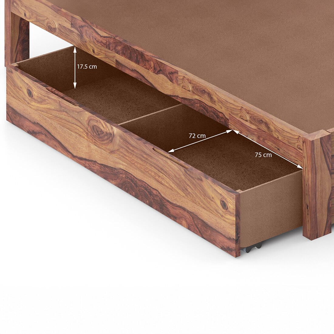 Marieta Solid Wood Queen Size Drawer Storage Bed In Teak Finish