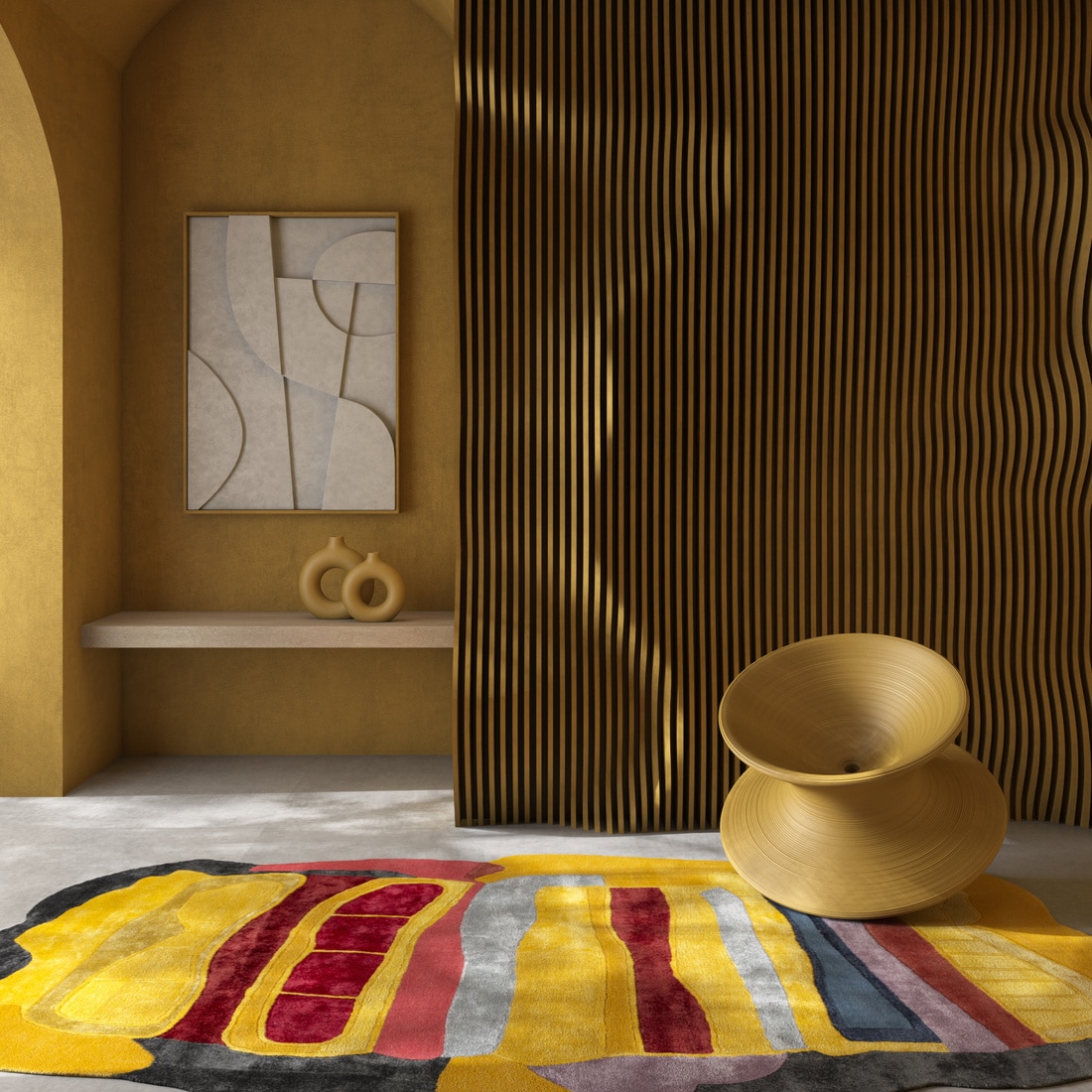 Jaipur Rugs Soft Abstract Wool Viscose Tufted Rug Yellow 5x9 ft - Jaipur Rugs