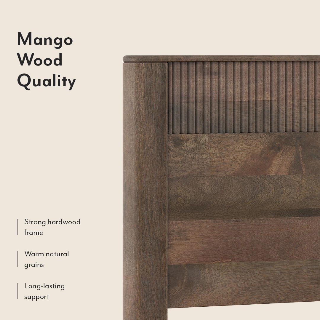 Toledo Solid Wood Queen Size Non Storage Bed In Danish Walnut Finish