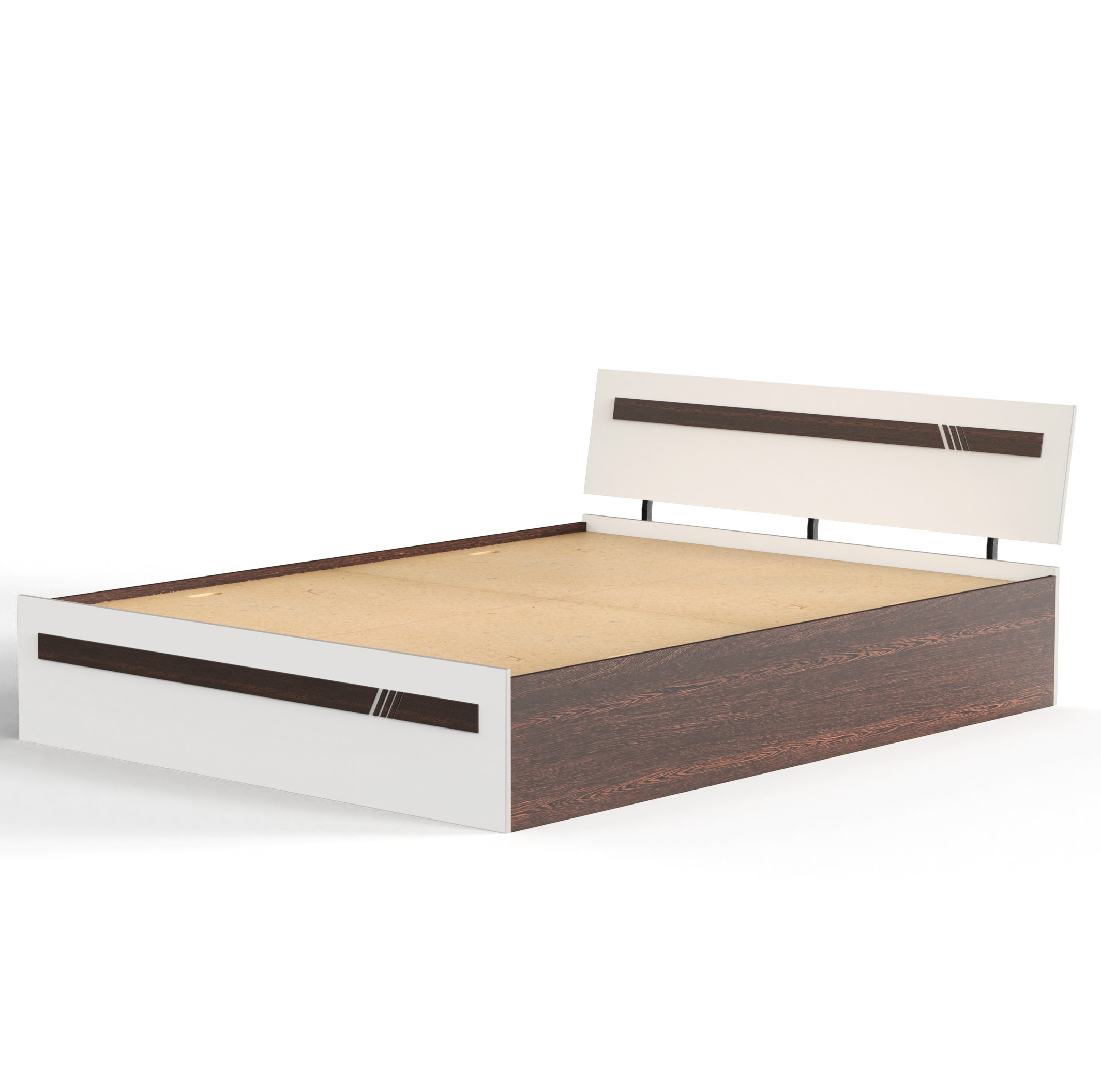 BLUEWUD Pollo Engineered Wood Queen Size Double Bed with Storage Box for Bedroom Home Furniture (Wenge & White)