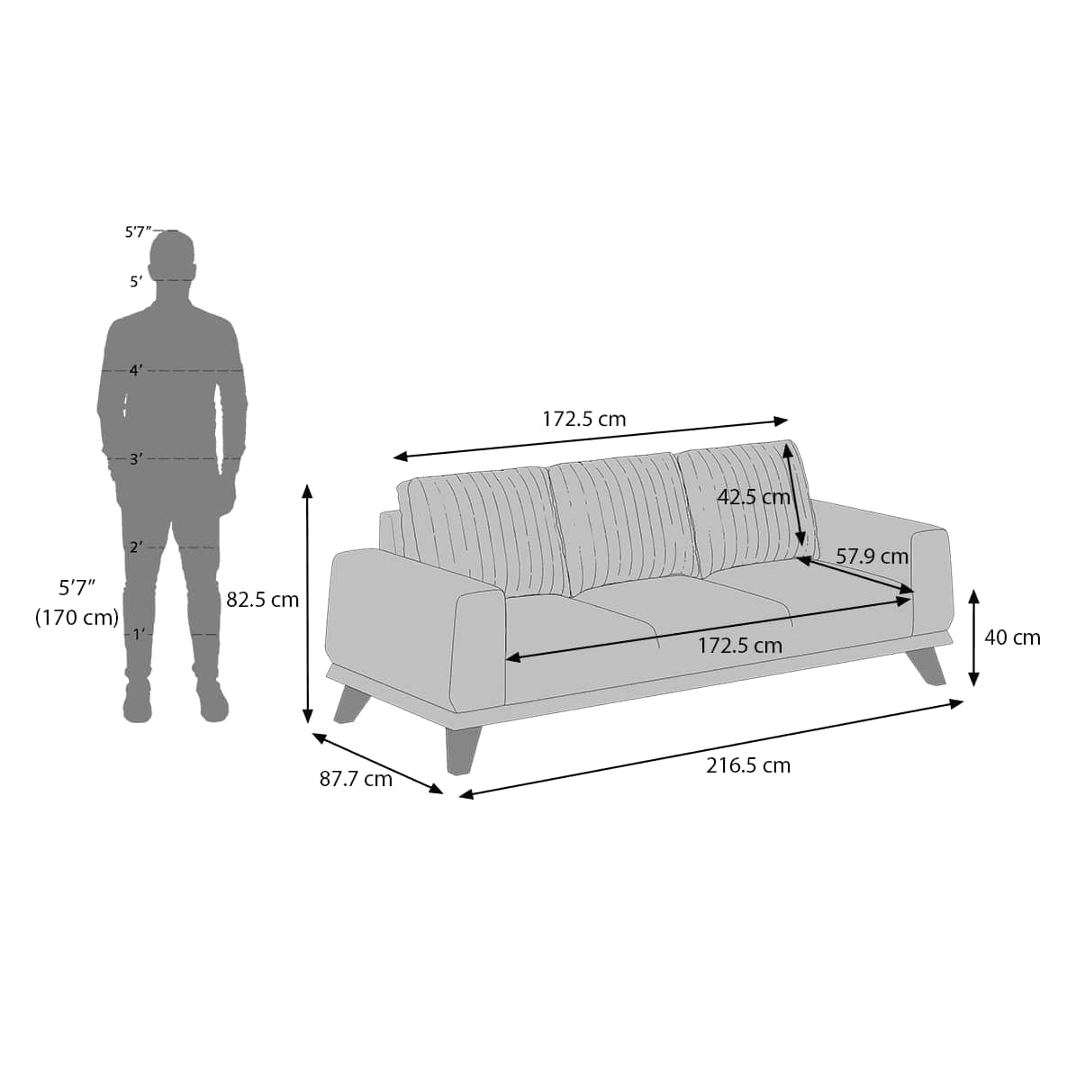 Granada Essential 3 Seater Fabric Sofa In Ochre