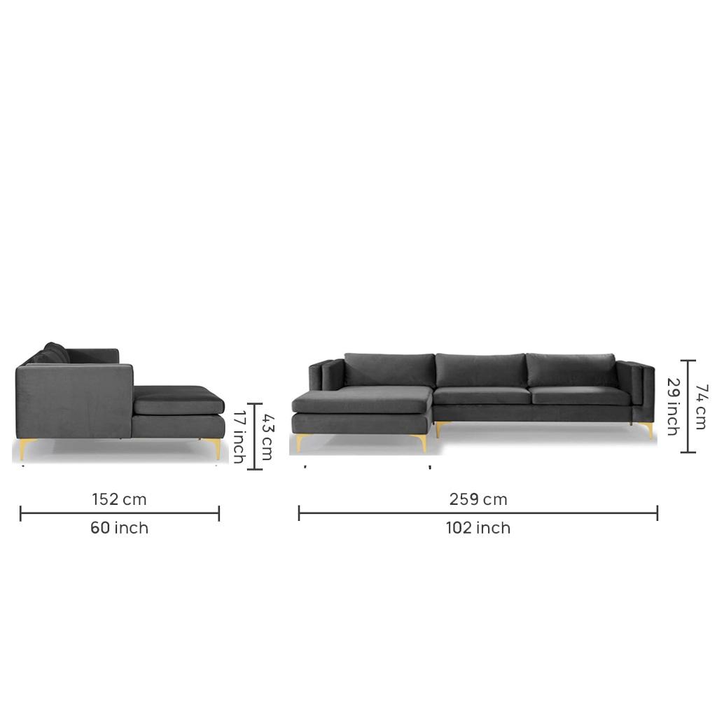 Brezza Sectional Fabric Sofa - Dark Grey