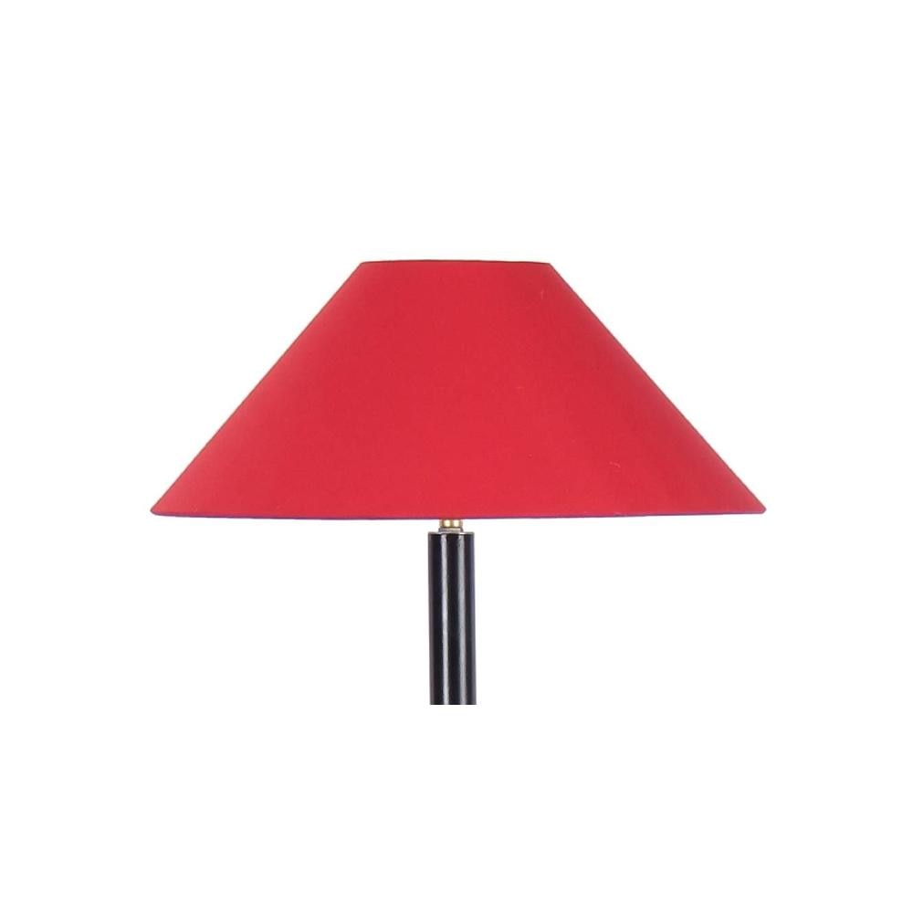 Hans Red Fabric Floor Lamp with Black Iron Base