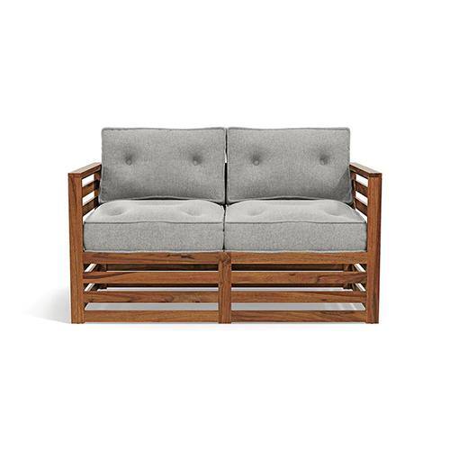 Raymond Wooden Sofa - Teak Finish (Vapour Grey) (Finish : teak; Custom Set - Sofas : 0002; Standard Set - Sofas : none; Sofa Material : fabric; Sofa Size : regular; Sofa Type : regular; Colour : vapour grey)