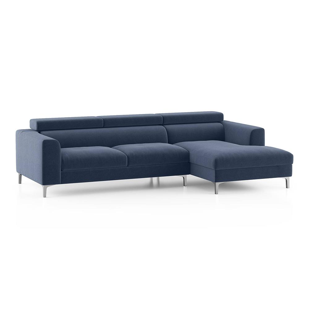 Chelsea Right Aligned 3 Seater Sectional Fabric Sofa (Lapis Blue)