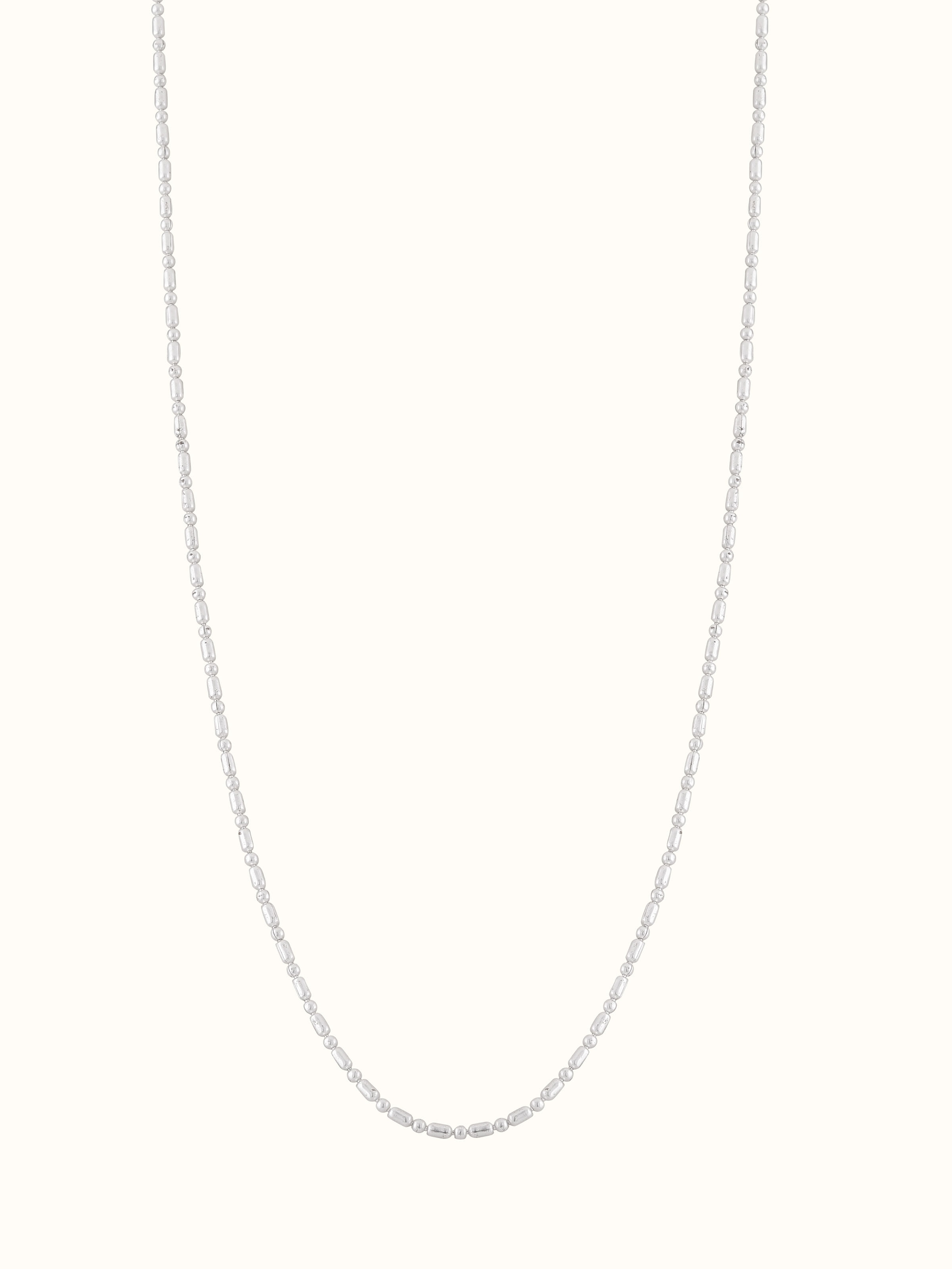 Front view presenting the sleek and polished silver chain design