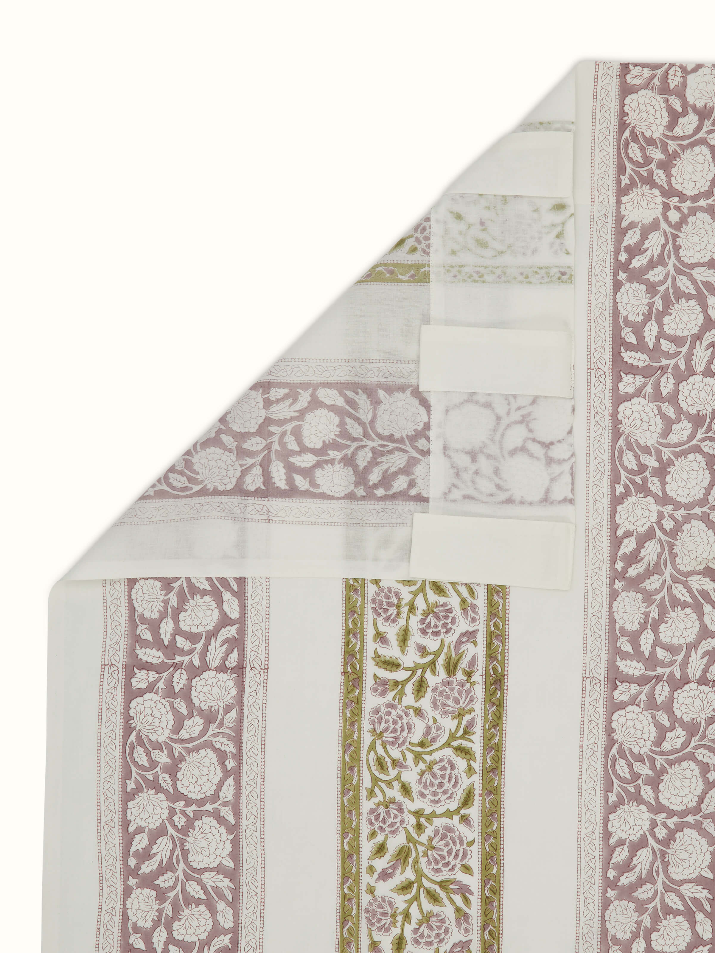 Saha Lavender Floral Border Cotton Sanganeri Hand Block Printed Curtain (7 Ft)