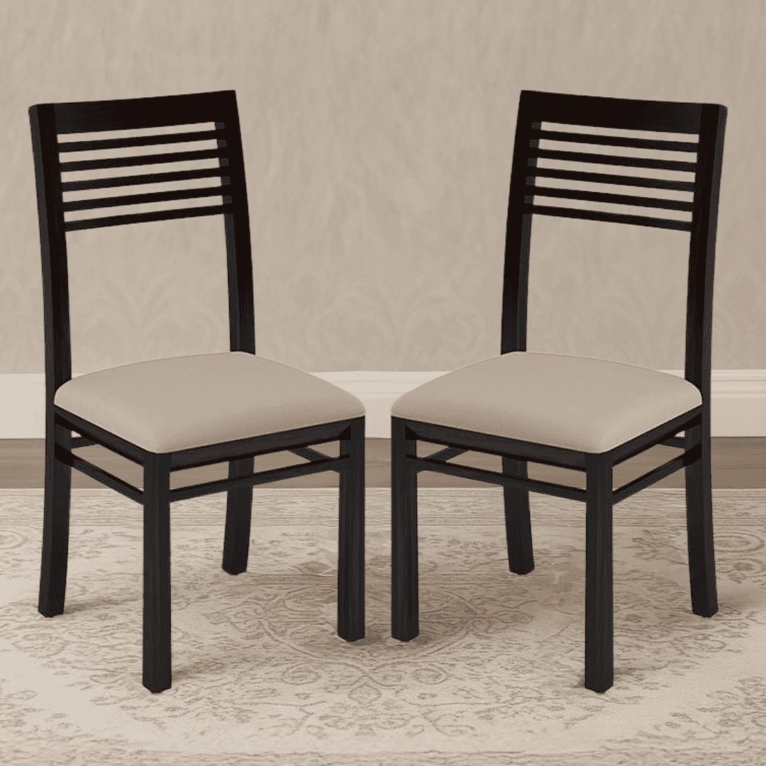 Zella Solid Wood Dining Chair Set Of 2 In Mahogany Finish With Wheat Brown Fabric