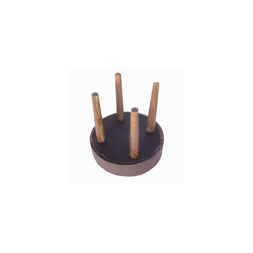 Nayla Solid Wood Stool in Grey Velvet Fabric