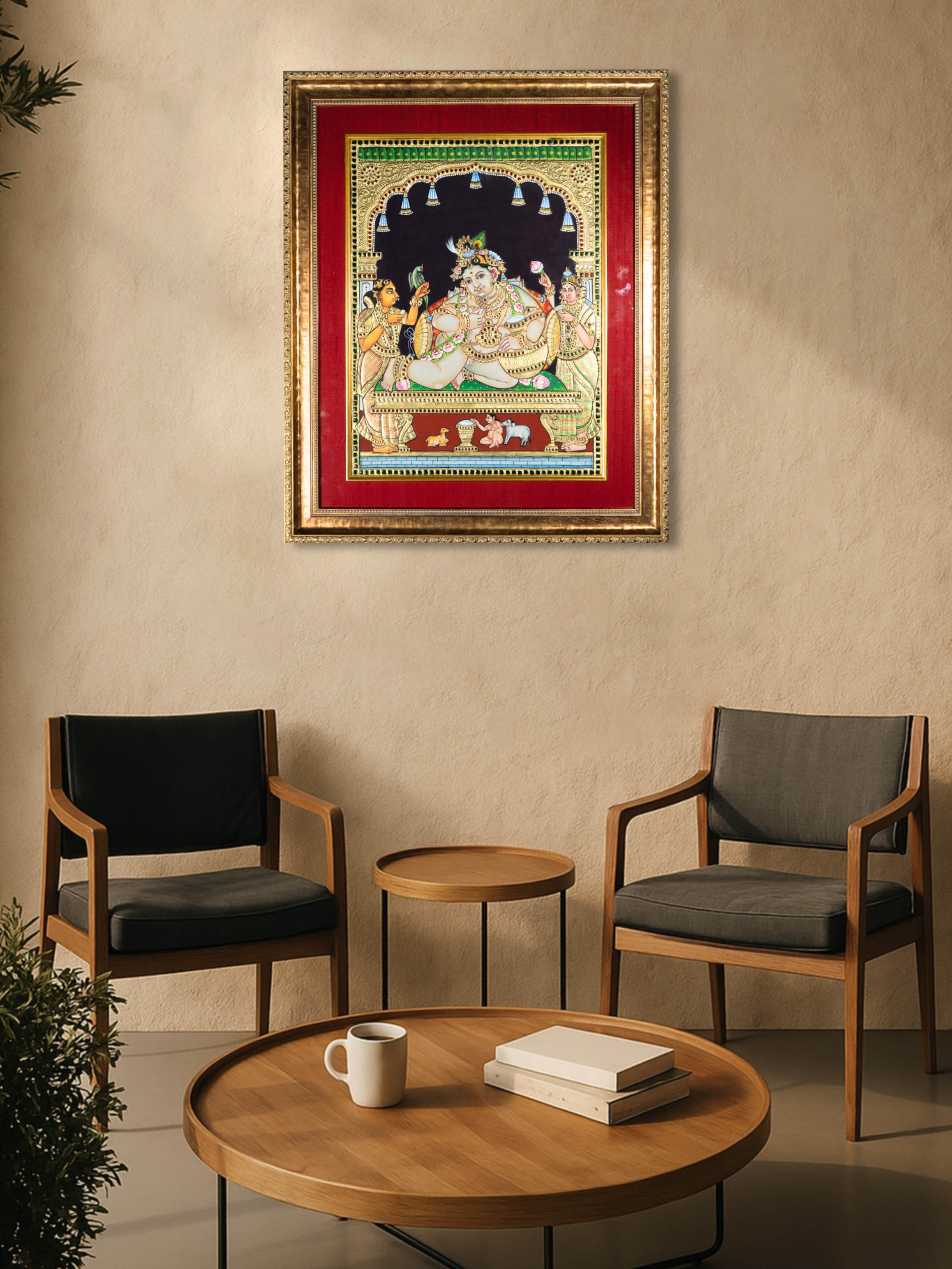 Charming Krishna Thanjavur Painting