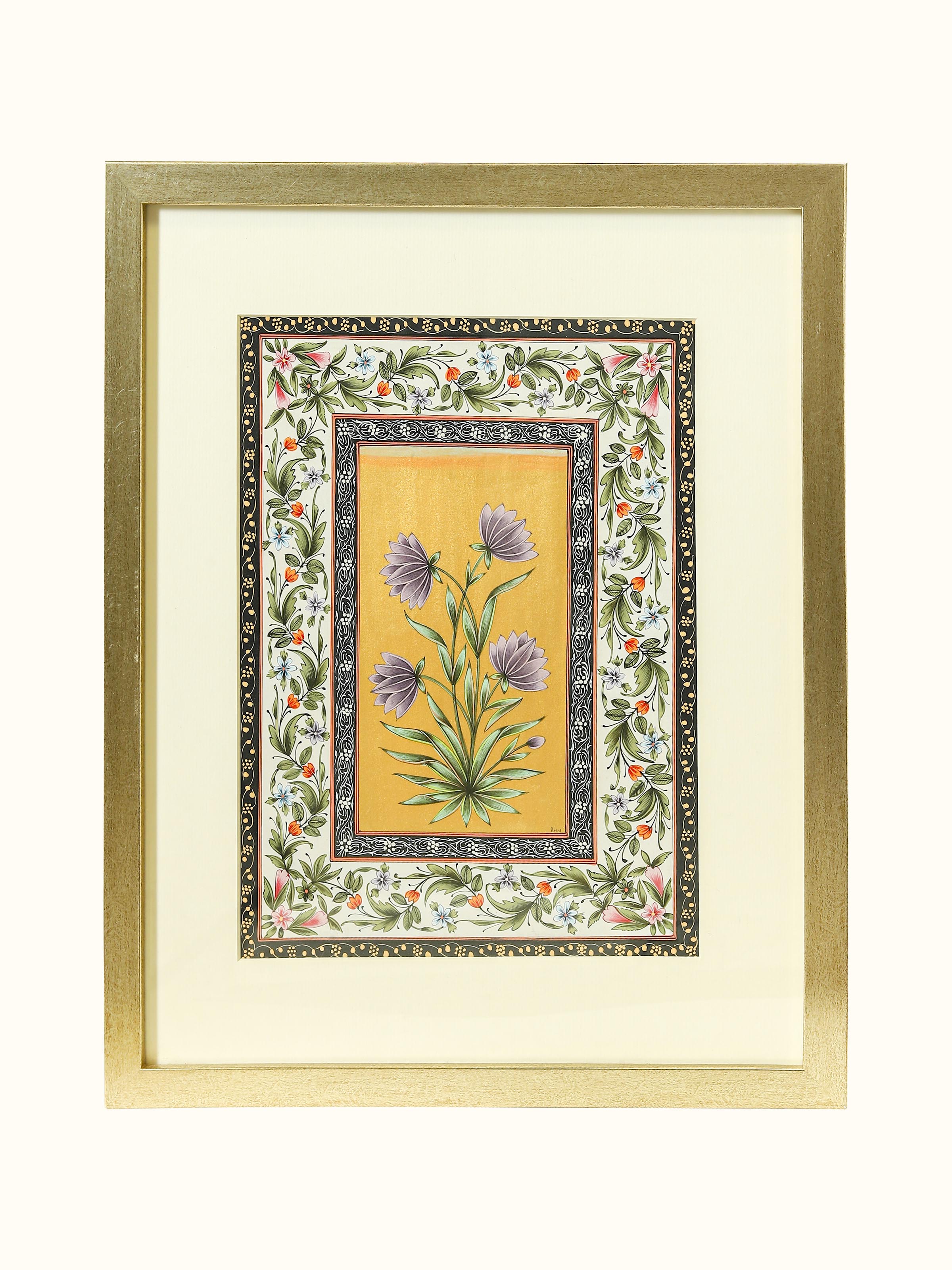 Flower Miniature Gold Painting