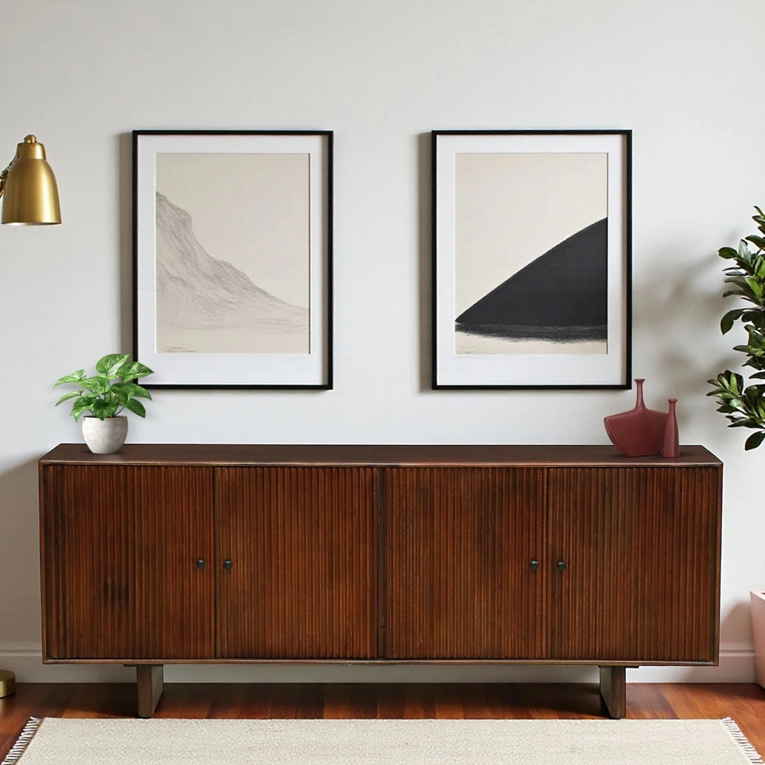 Veltrix Solid Wood  Side Board In Tobacco Colour - Demiwall