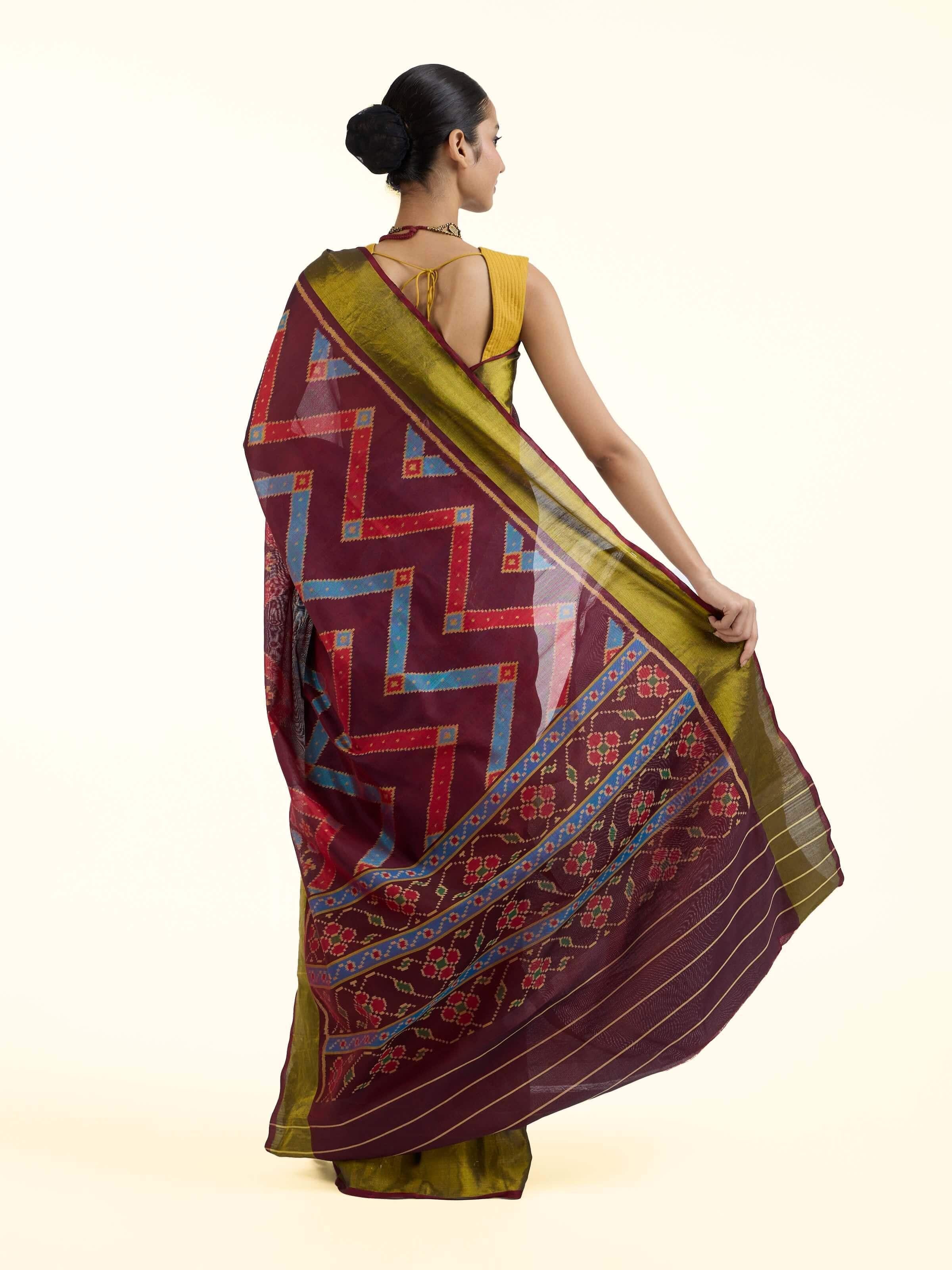 Brown Silk Patola Saree