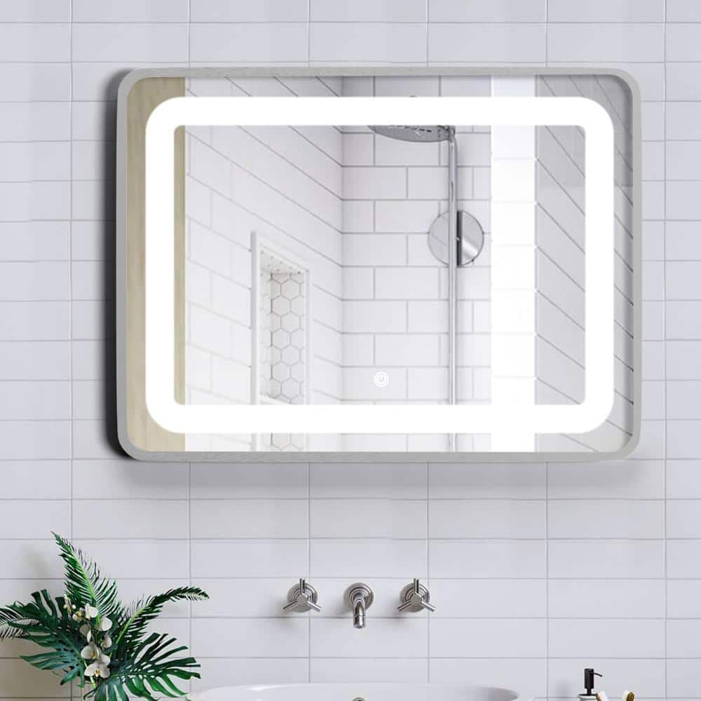 Aluminium LED Rectangular Decorative wall mirror by elegant arts and frames (Mirror size 24X18mm)