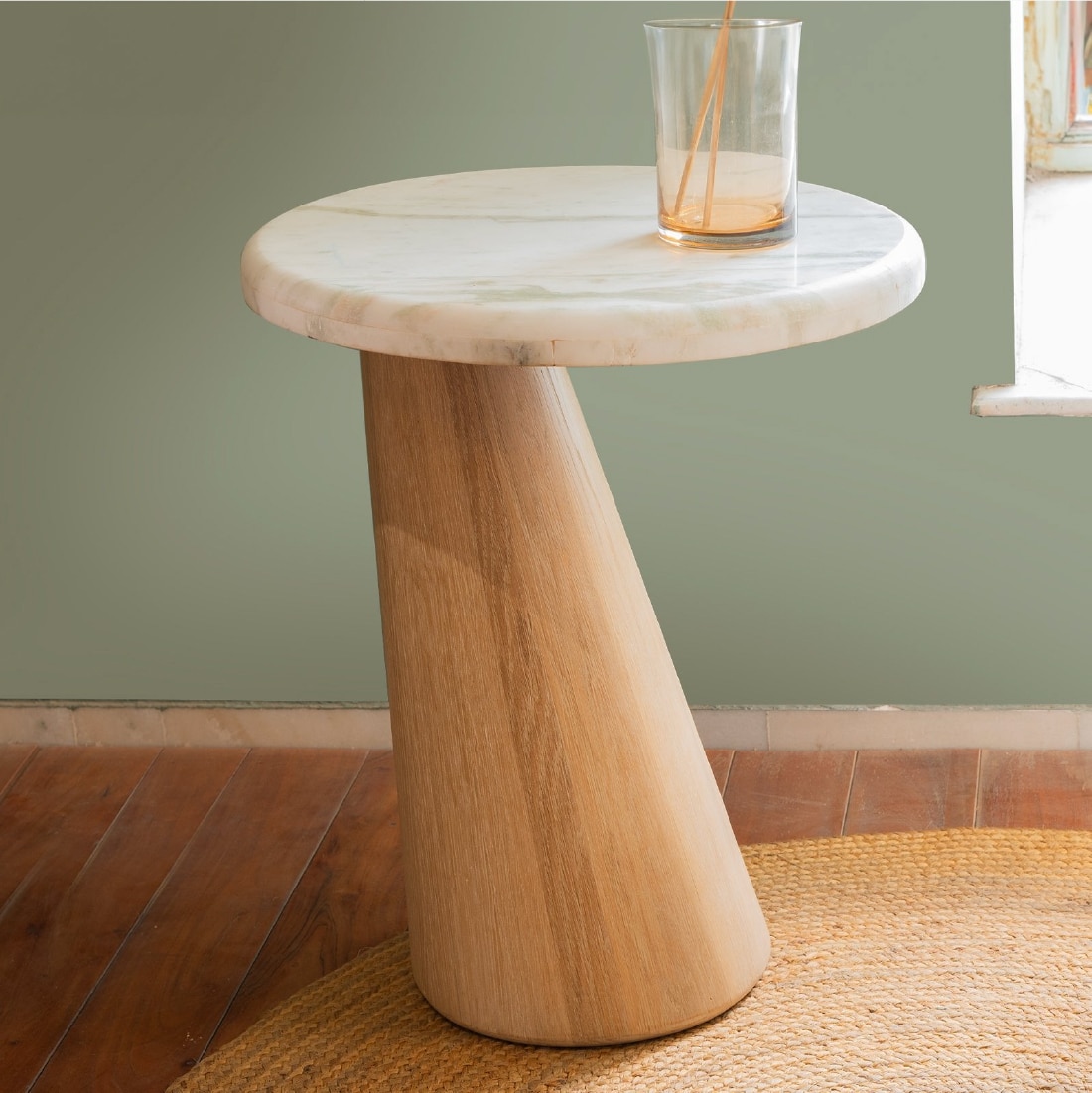 Hump Marble Side Table in Brown Colour - Orange Tree