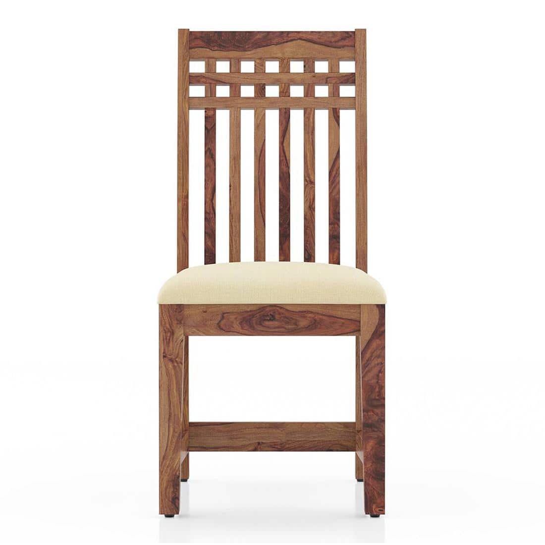 Diego Dining Chair In Teak Finish & Macadamia Brown Colour