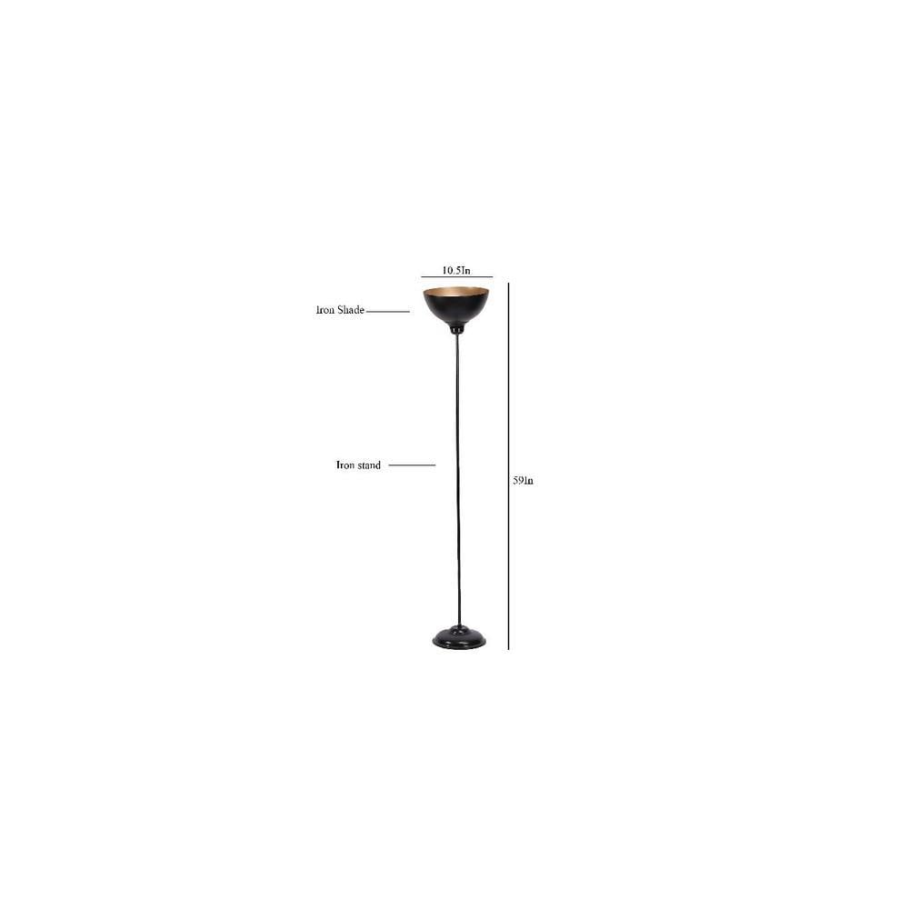 Gannon Beige Metal Floor Lamp with Black Iron Base