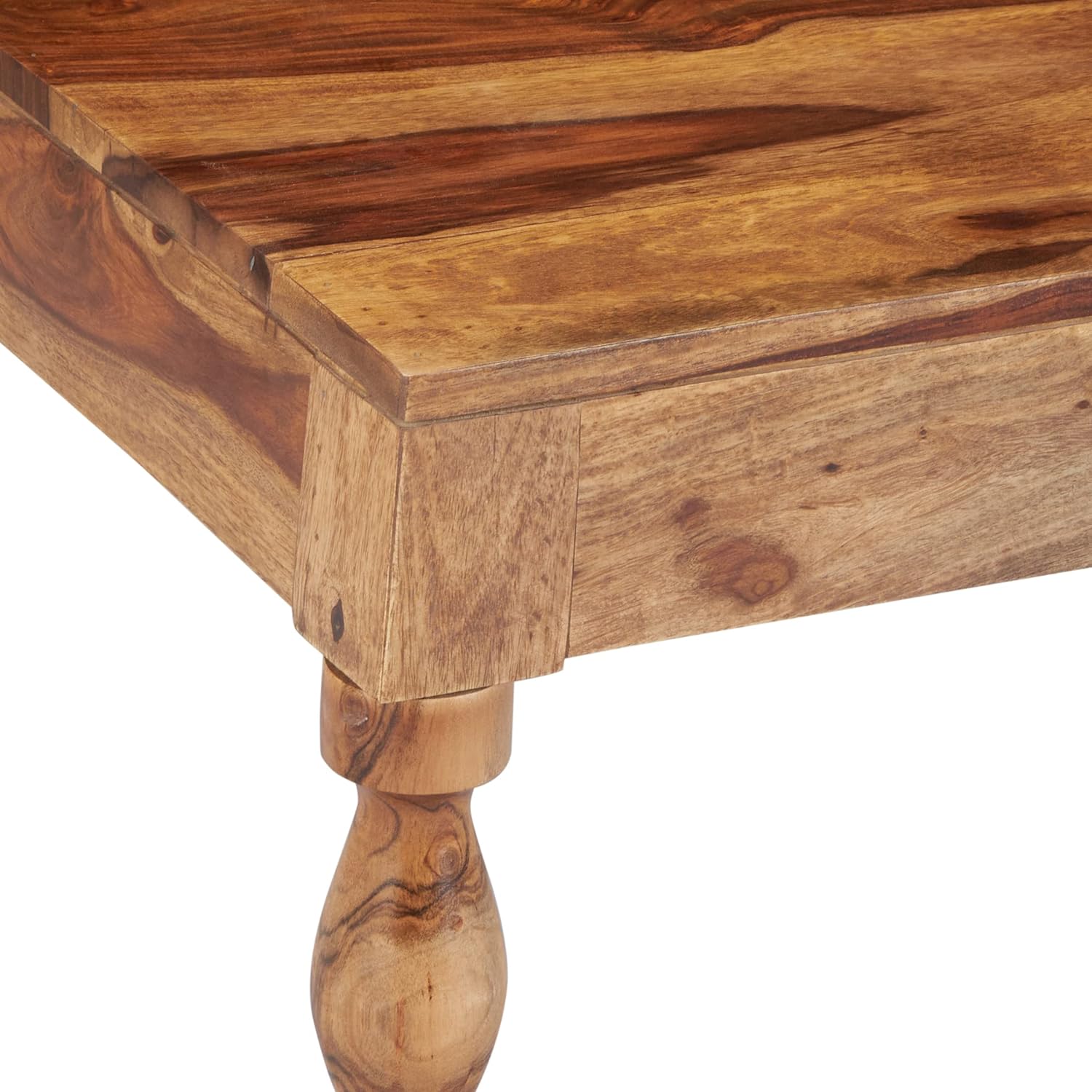Sydney Sheesham Wood Contemporary Square Coffee Table In Natural Teak Finish