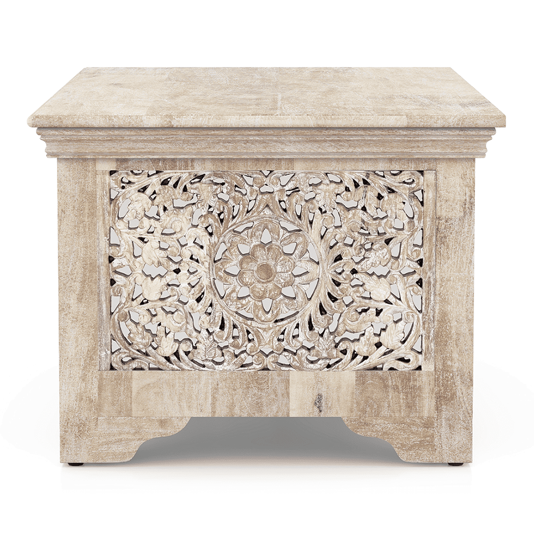 Anokhi Rectangular Solid Wood Coffee Table In Rustic White Finish