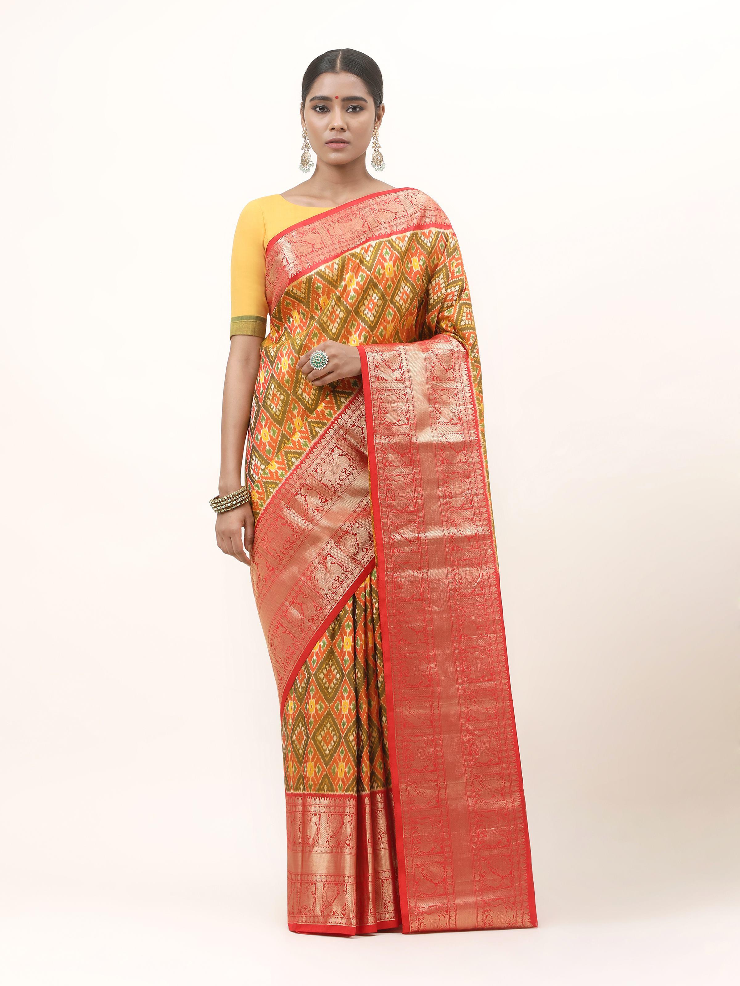 Green Silk Ikat Saree