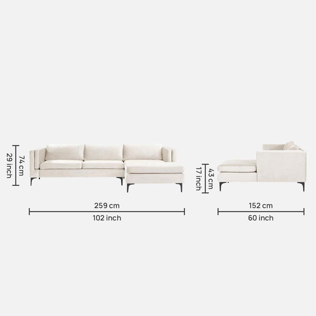 Brezza Sectional Fabric Sofa - Light Beige