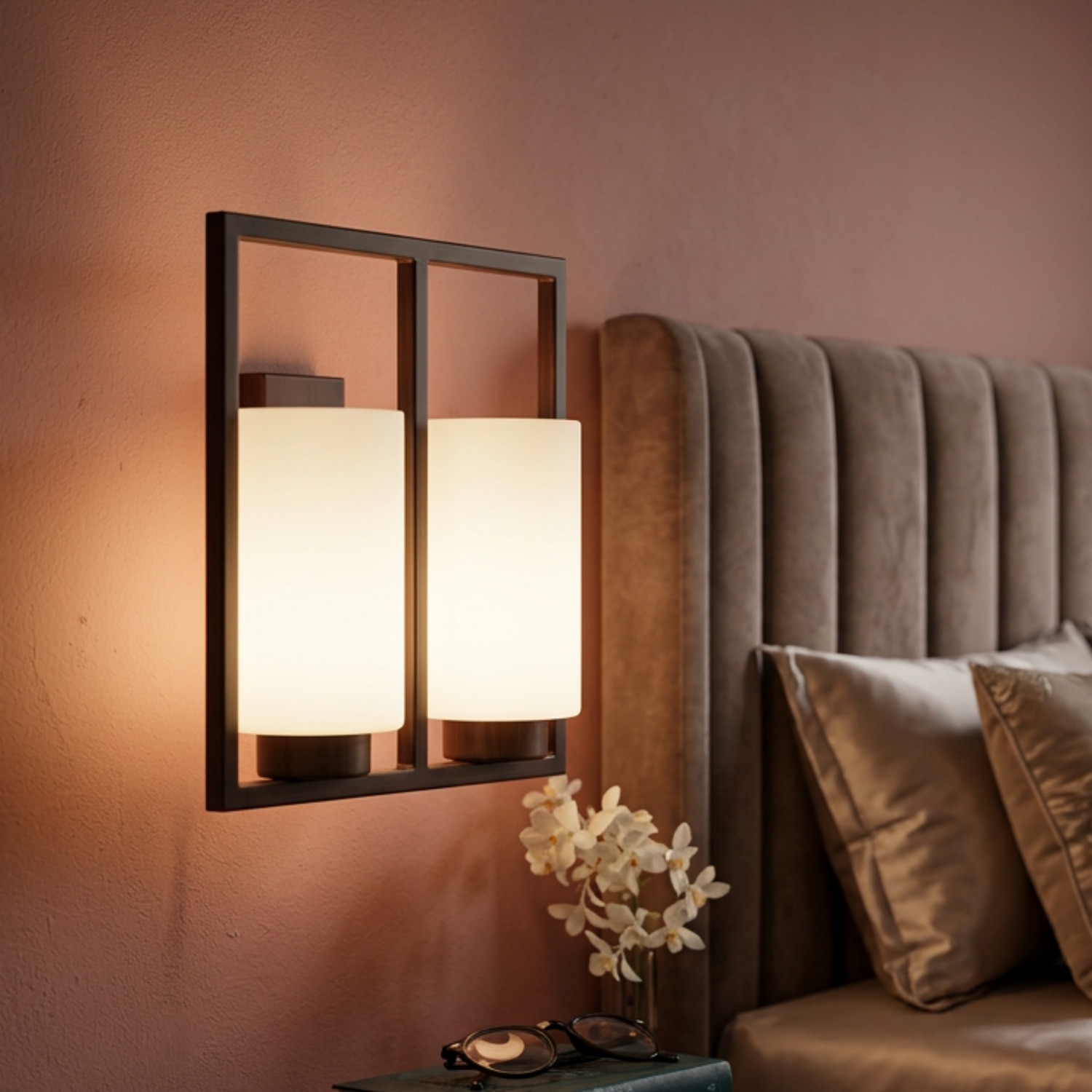 Eliante Modern Wall Lights Mild Steel & Glass Material Dark Wood & White Finish - Eliante