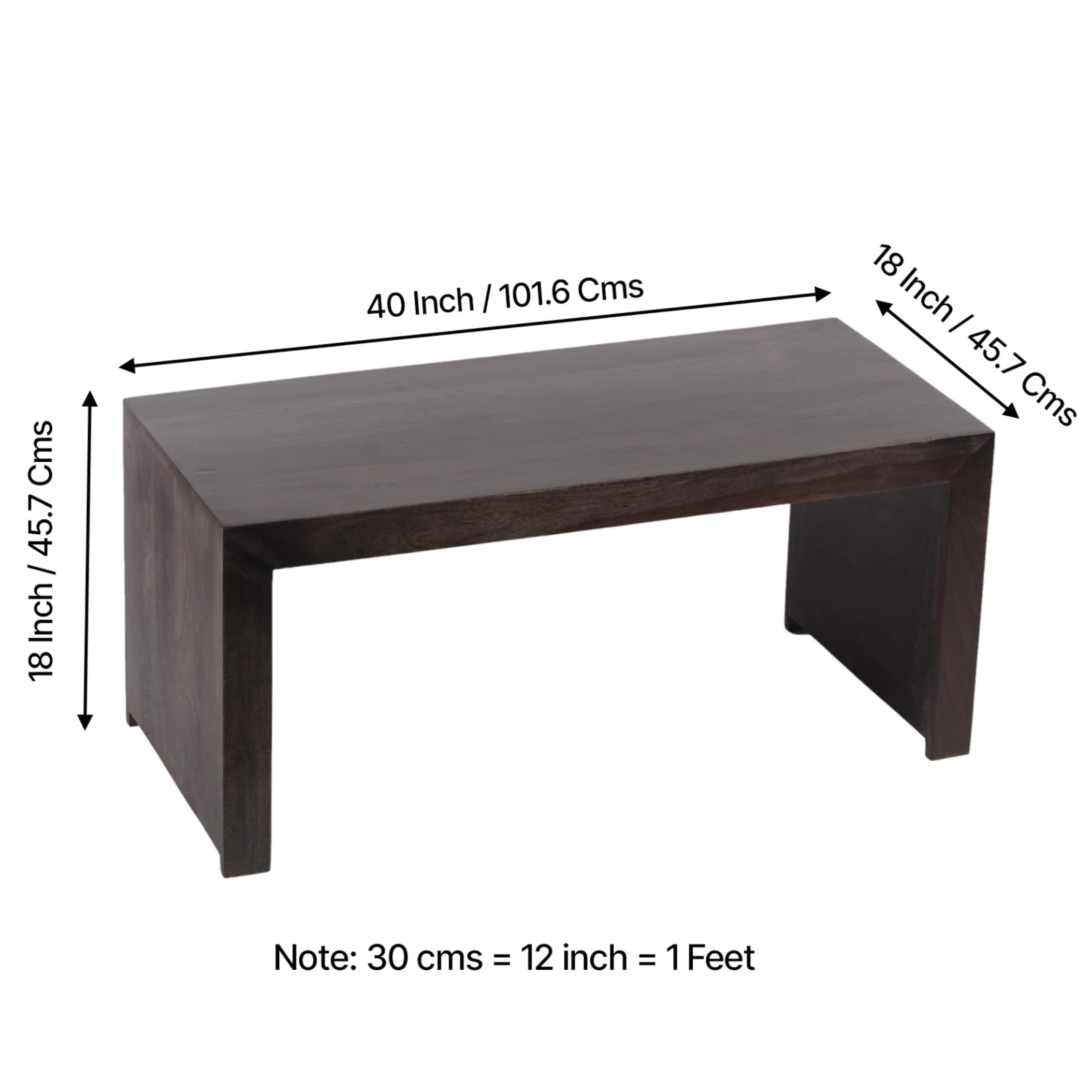 Kassel Sheesham Wood Coffee Table With 2 Stools Set In Mahogany Finish